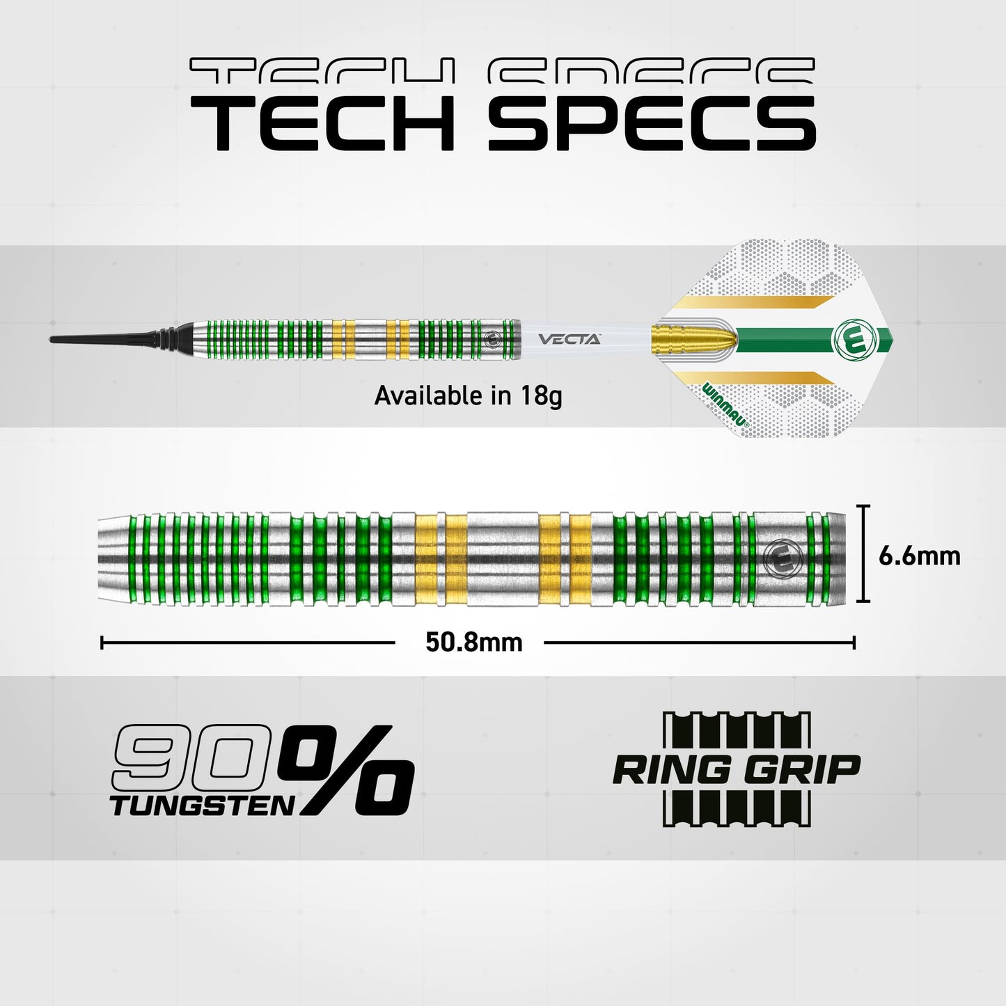 WINMAU Darts Xenon Series 90% Professional Tungsten Darts Set with Dart Flights and Dart Shafts (Stems) - Available weights 18g Soft Tip 23g, 24g and 25g Steel Tip