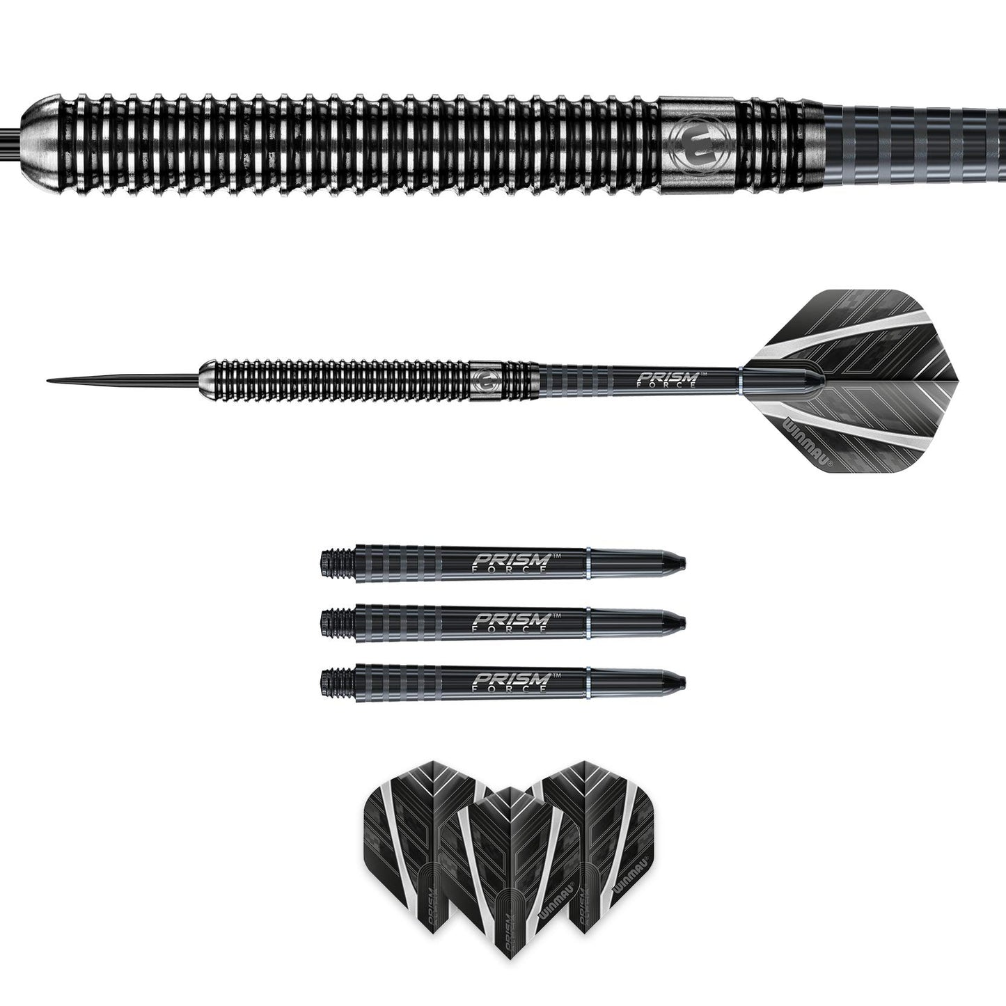 WINMAU Blackout Professional Steel Tip Tungsten Darts with Flights and Stems (Waves)