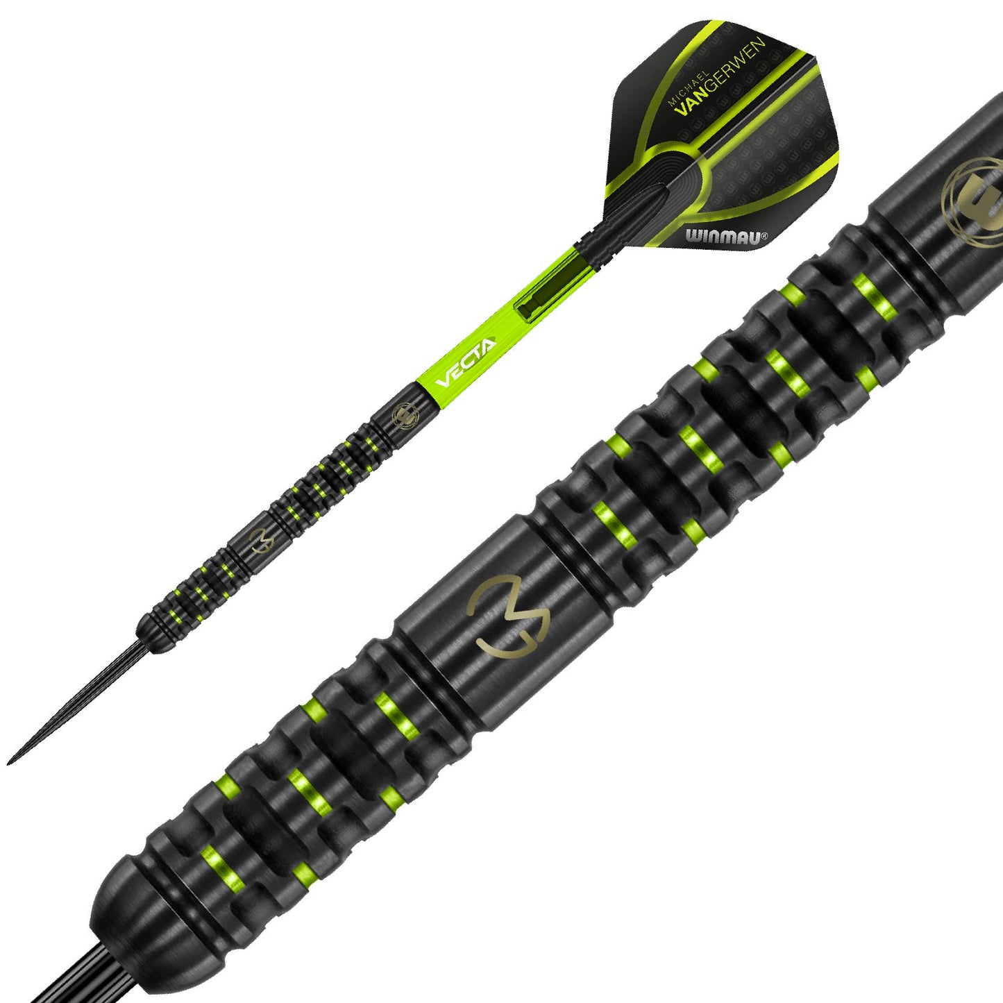 WINMAU Michael van Gerwen MvG Adrenalin Tungsten Steeltip Darts Set with Prism Flights and Vecta Shafts (Stems)