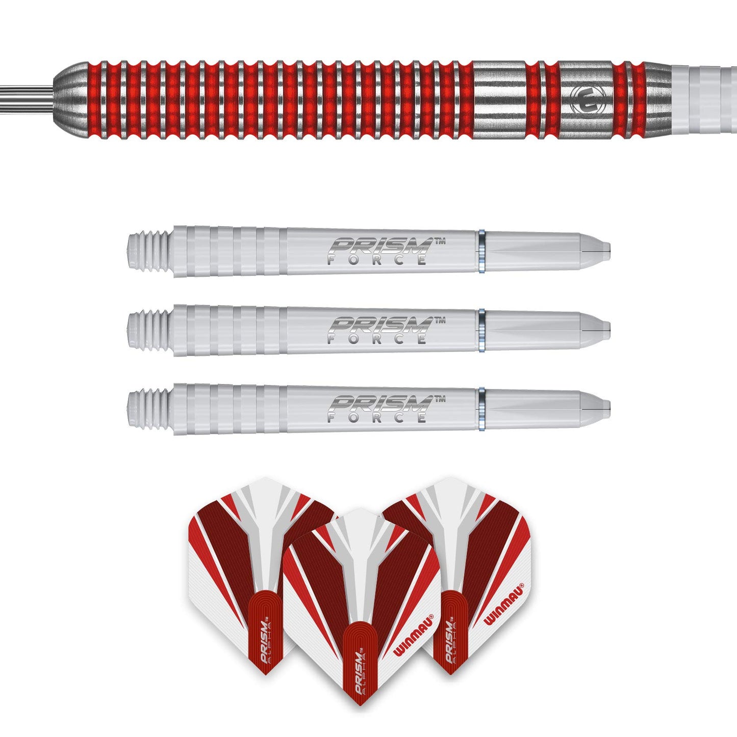 WINMAU Overdrive Tungsten Steeltip Darts Set with Prism Flights and Shafts (Stems)