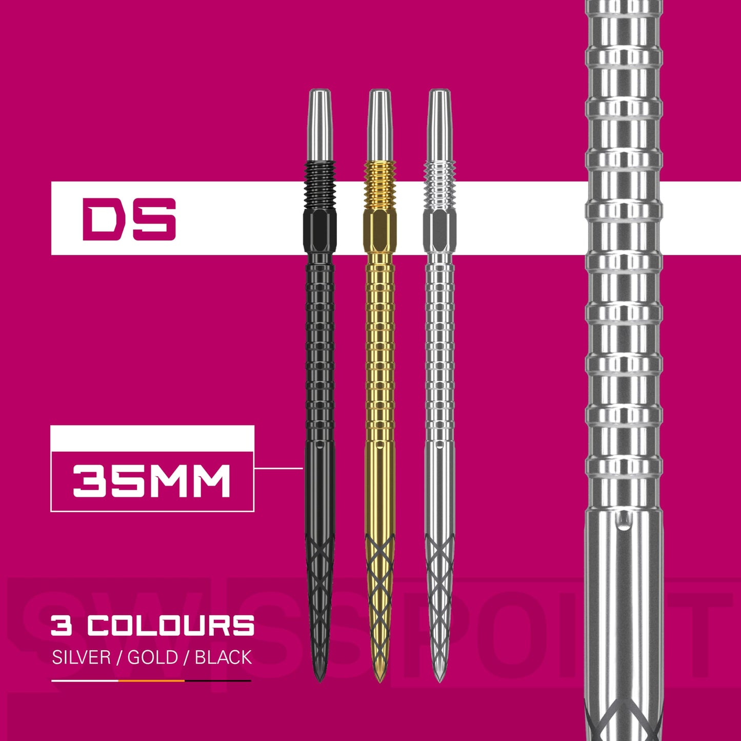 Target Darts Swiss Point DS Dart Points (3 Pack Set of Tips) – 26mm/30mm/35mm/40mm – Gold/Silver/Black SP – Change Dart Swiss Point, Professional Darts Accessories, Dart Tip Removal