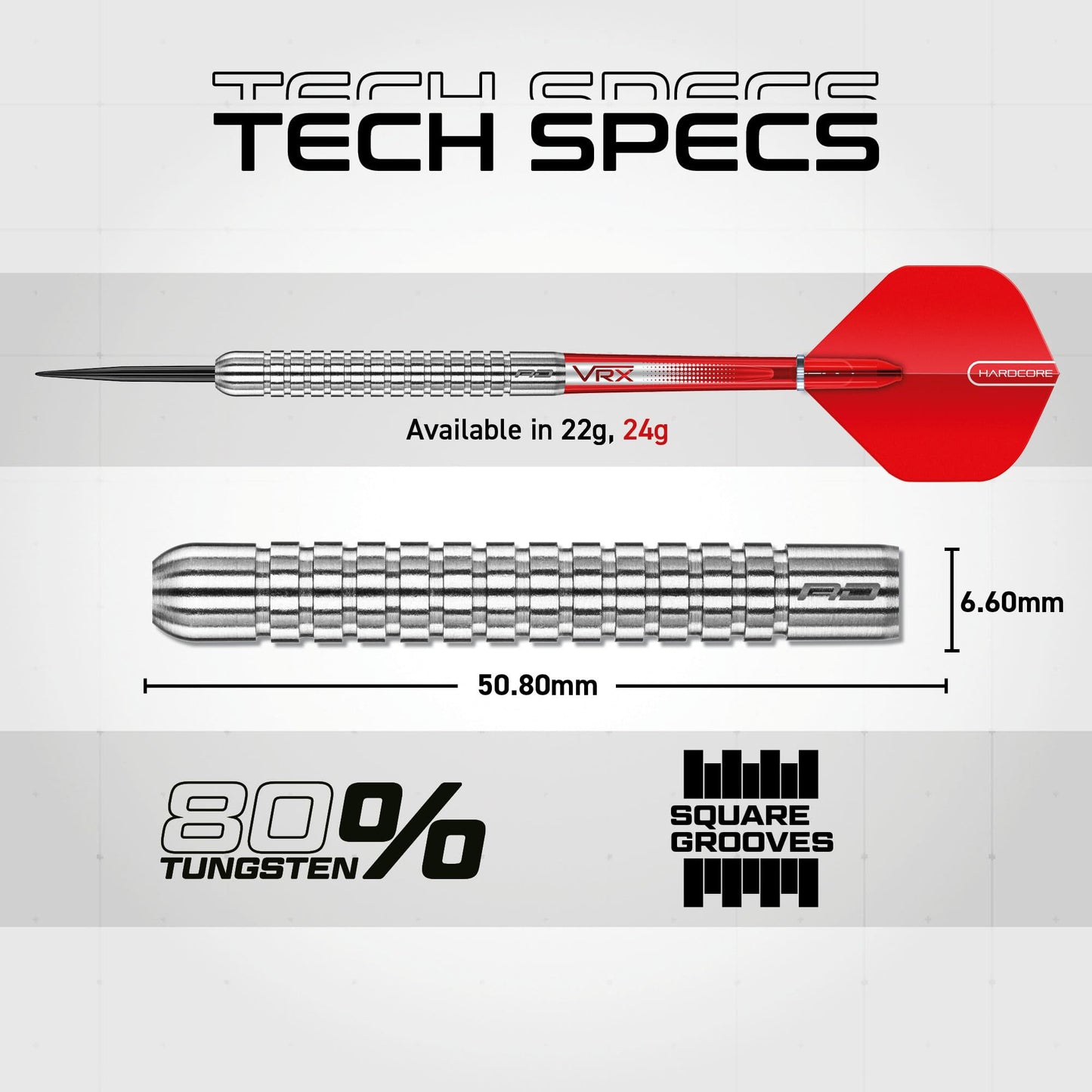 RED DRAGON Hell Fire 22g, 24g or 26g Tungsten Darts Set with Flights and Stems