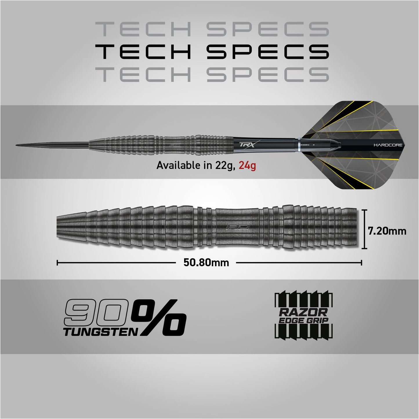 RED DRAGON Darts – Seren Onyx Series - 90% Tungsten Professional Steel tip Darts Set with Dart Flights and Dart Shafts (Stems) - Available in Four Styles - Available in 21g, 22g, 23g, 24g & 25g