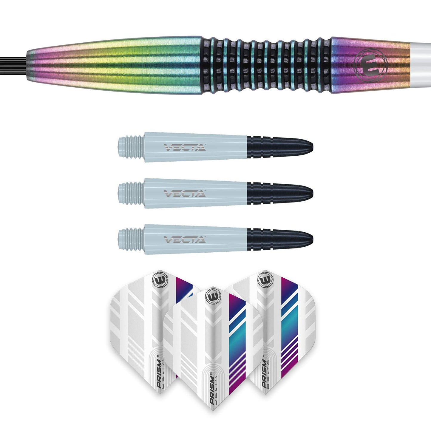 WINMAU Elektra 90% Tungsten Darts with Prism Flights and Vecta Shafts (Stems) 22g-24g-26g weights available - Urban Grip - Match Weighed - Streamline Torpedo Profile