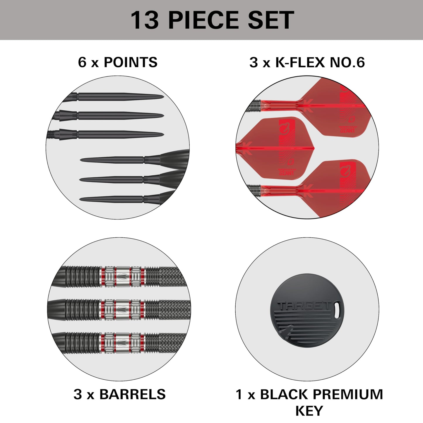 TARGET Darts Gabriel Clemens 95K Steel Tip Swiss Point Darts, 95% Tungsten Darts with K-Flex Flights, 21G/22G/23G | German Giant Clemens Darts, Player Edition Swiss Points K Flex Dart Set
