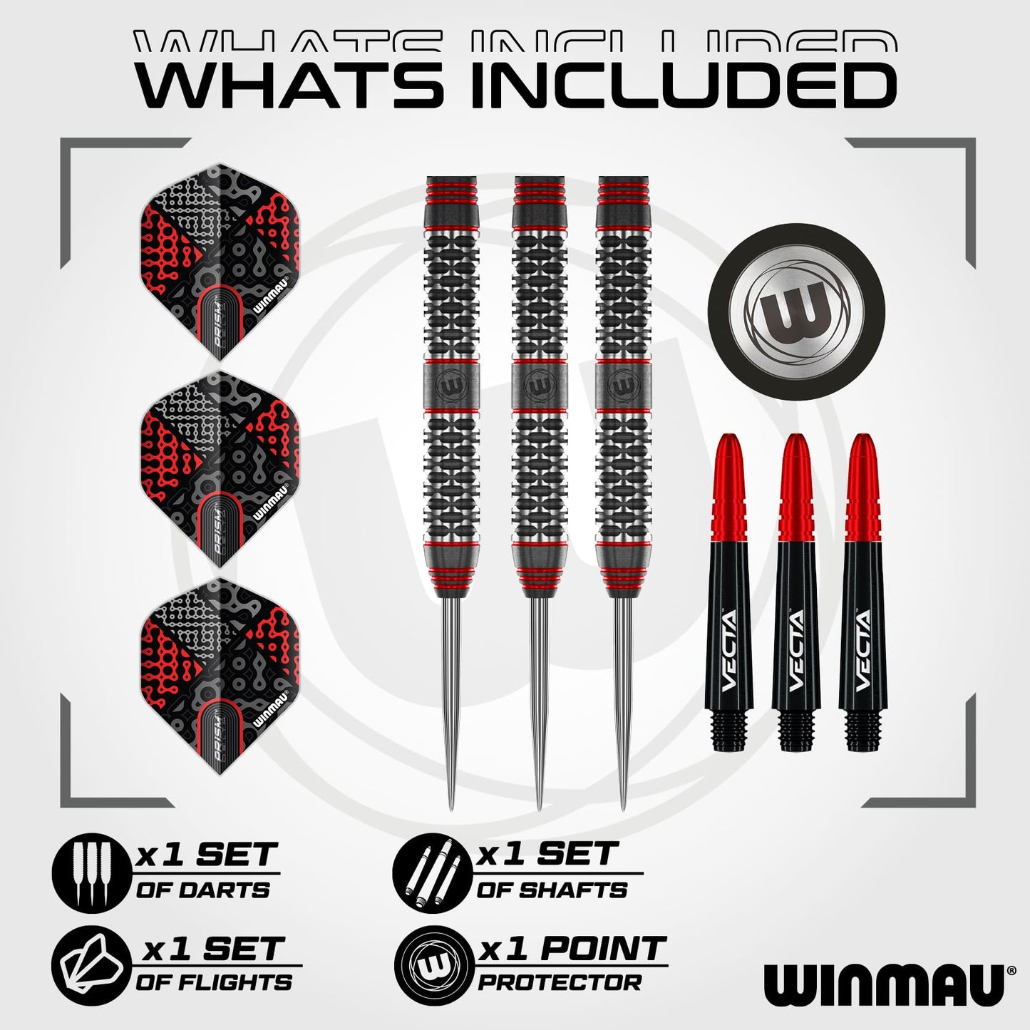 WINMAU Darts Cypher Series 90% Professional Tungsten Darts Set with Dart Flights and Dart Shafts (Stems) - Available weights 18g Soft Tip 22g, 24g and 26g Steel Tip