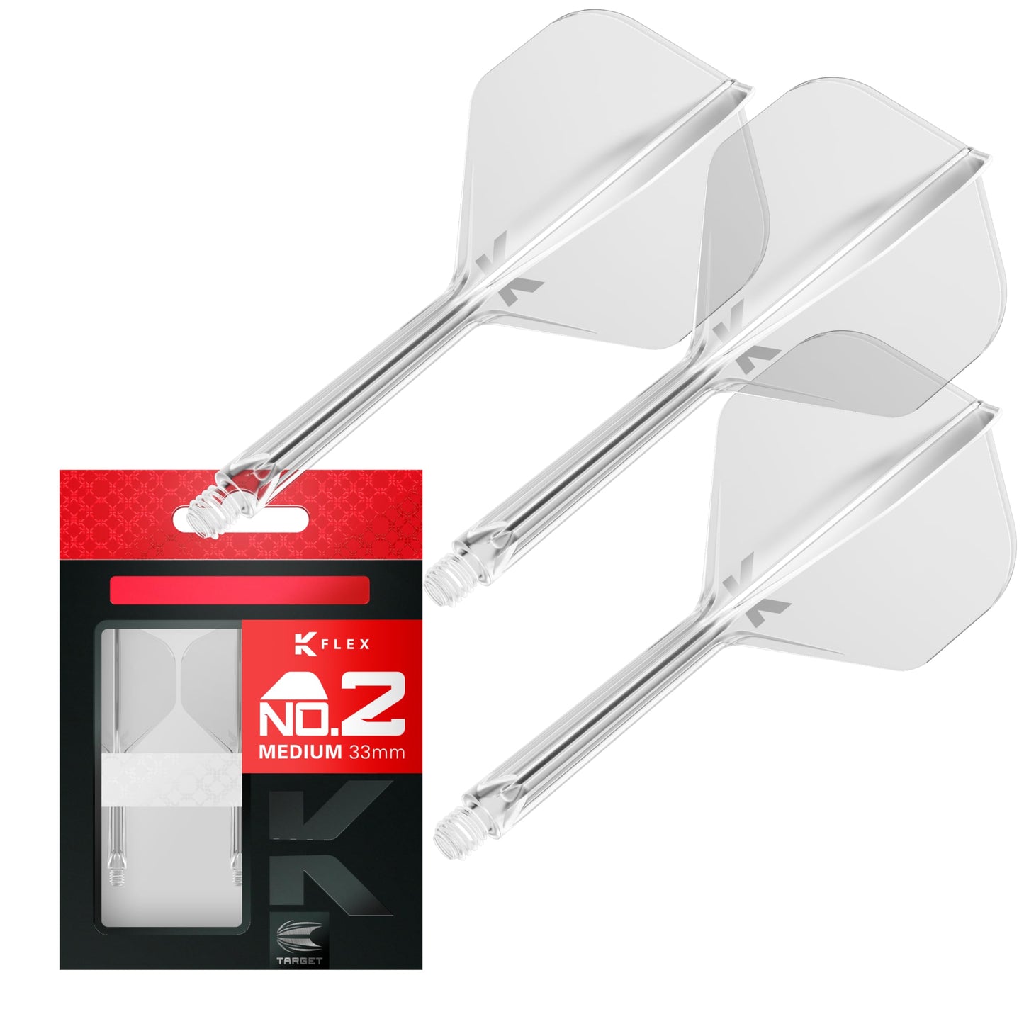 Target Darts K Flex Integrated Dart Flights And Shafts, No.2 | Pack Of 3 K-Flex - No2, Kflex All In One Moulded Dart Flight & Stem Lengths: Short, Intermediate & Medium | Professional Dart Accessories