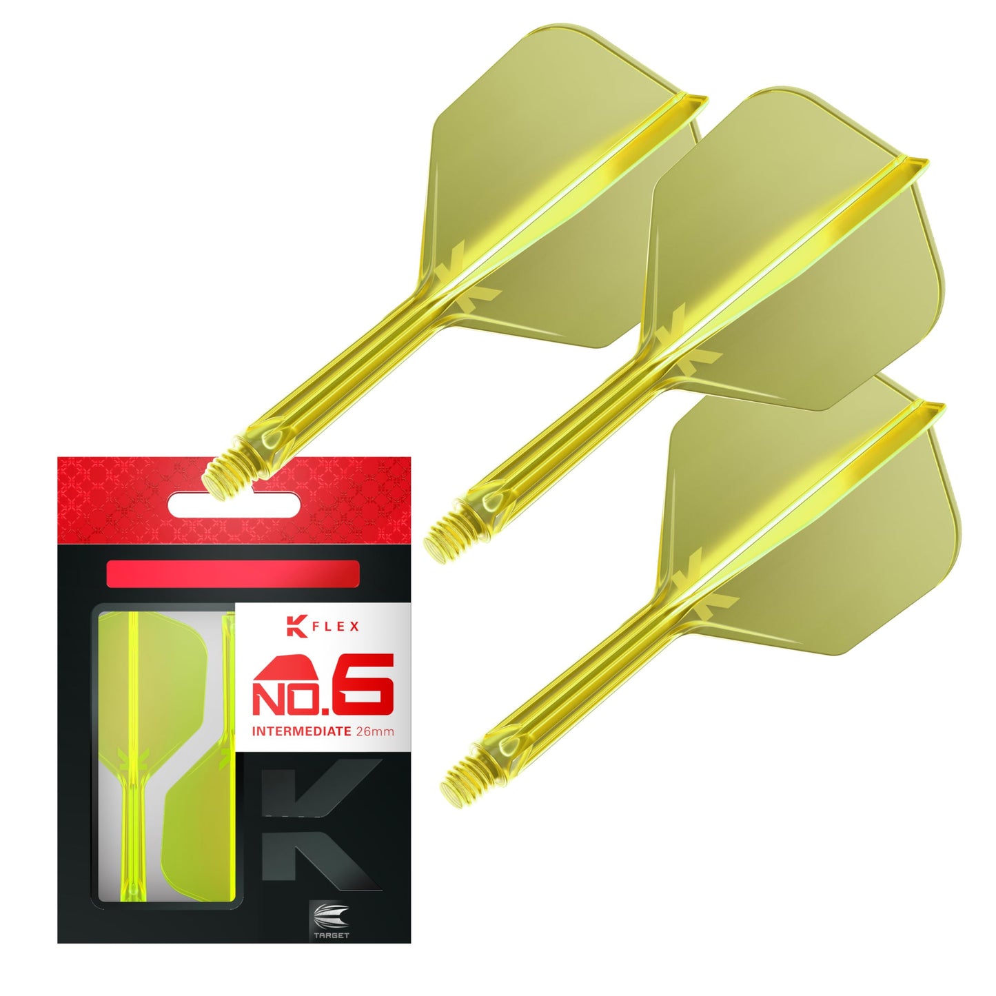 Target Darts K Flex Integrated Dart Flights And Shafts, No.6 | Pack Of 3 K-Flex - No6, Kflex All In One Moulded Dart Flight & Stem Lengths: Short, Intermediate & Medium | Professional Dart Accessories