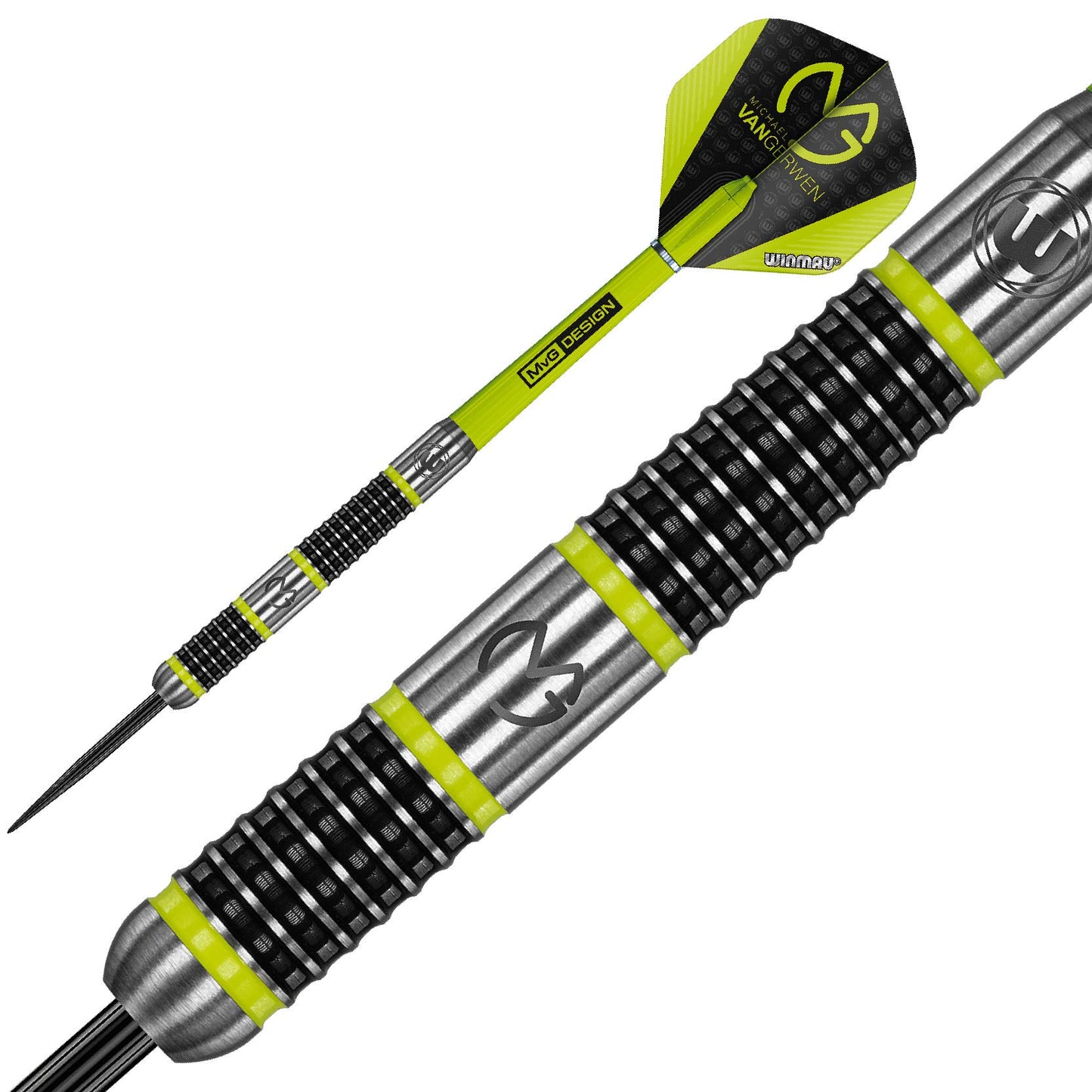WINMAU Michael van Gerwen MvG Aspire Tungsten Steeltip Darts Set with Prism Flights and Nylon Shafts (Stems)