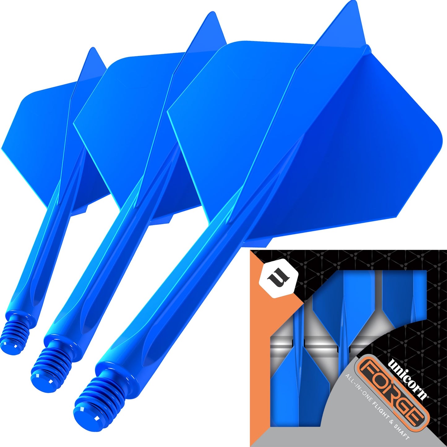Unicorn Forge Integrated Dart Flights & Shafts | 1 Piece Construction for Perfect 90˚ Angle | Lightweight Tough Polymer | Standard Plus Shape & 2BA Thread | Medium Length Stem 26 mm |
