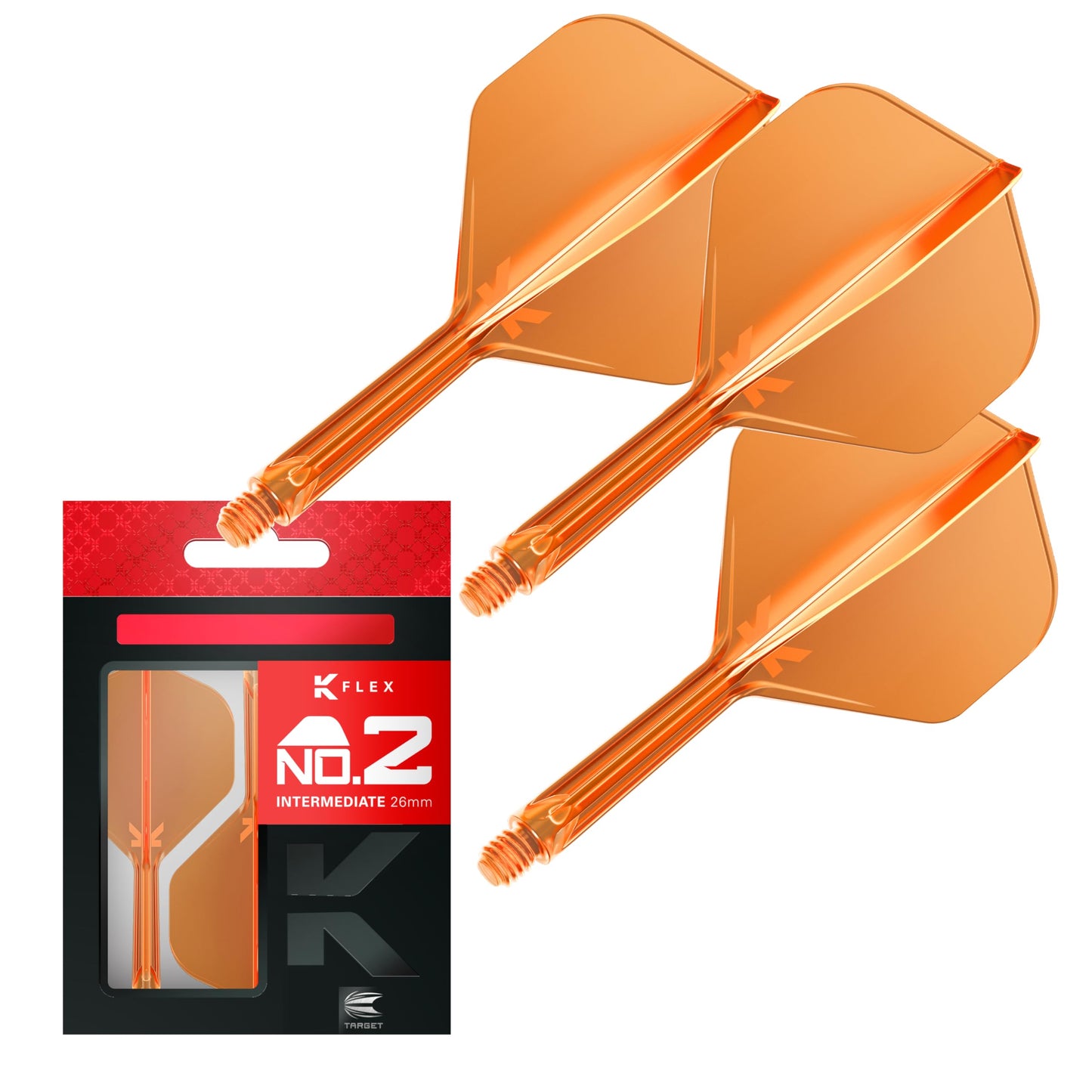 Target Darts K Flex Integrated Dart Flights And Shafts, No.2 | Pack Of 3 K-Flex - No2, Kflex All In One Moulded Dart Flight & Stem Lengths: Short, Intermediate & Medium | Professional Dart Accessories