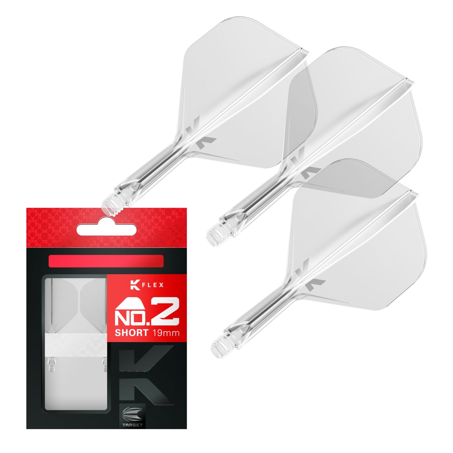 Target Darts K Flex Integrated Dart Flights And Shafts, No.2 | Pack Of 3 K-Flex - No2, Kflex All In One Moulded Dart Flight & Stem Lengths: Short, Intermediate & Medium | Professional Dart Accessories
