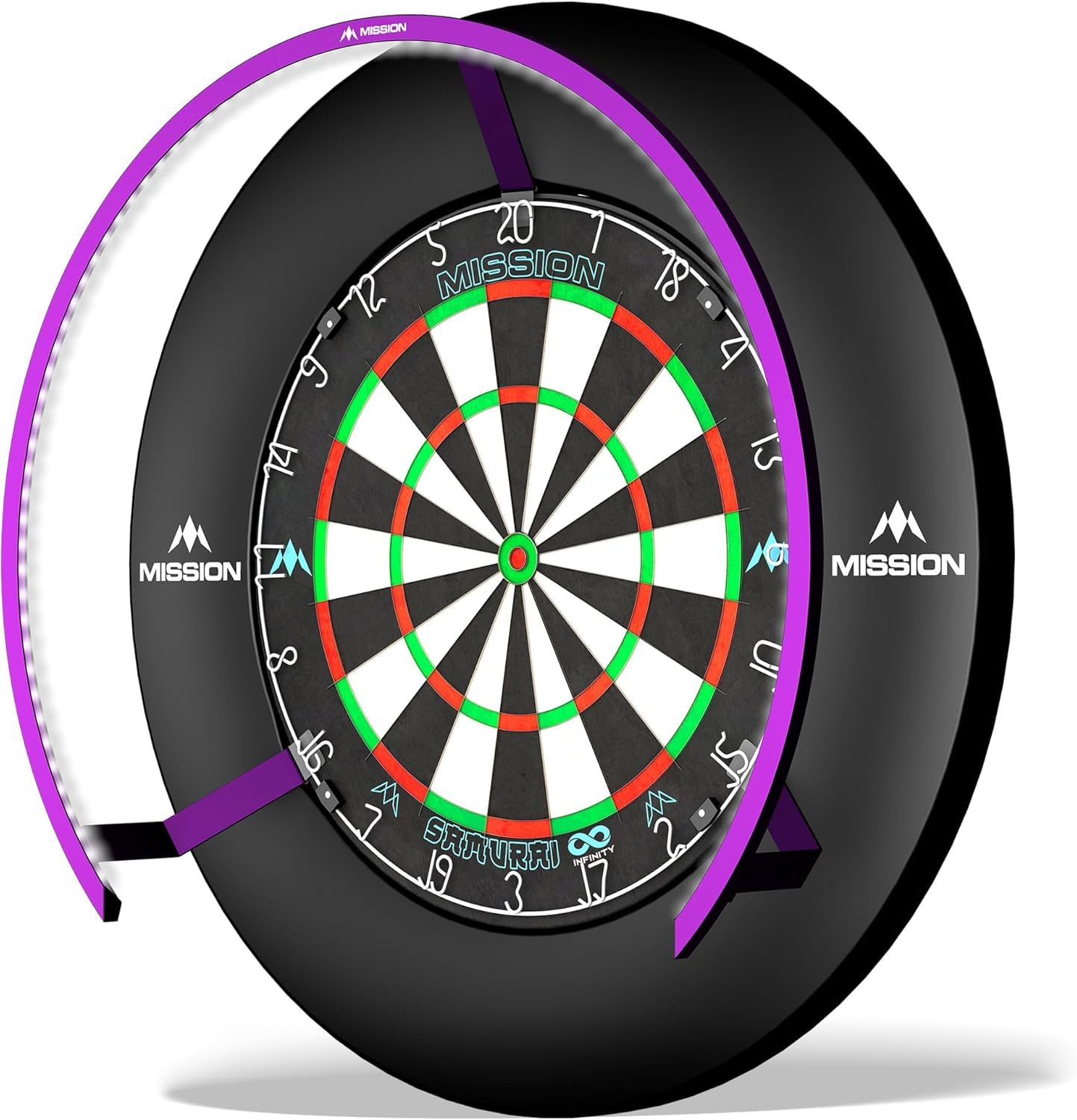Mission Darts Torus 270 | Dart Board LED Lighting System with Easy Access to Dartboard Area for Unrestricted Play, Sand Blasted Black, Red, Blue, Green, Purple, Bronze and Silver Colours