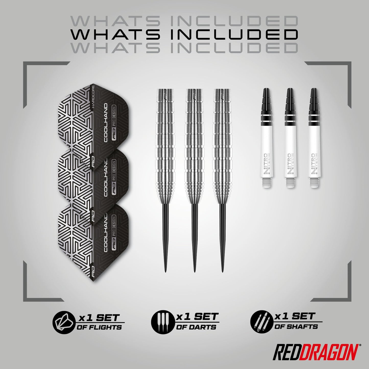 RED DRAGON Luke Humphries TX Series Premium Tungsten Darts Set with Flights and Stems