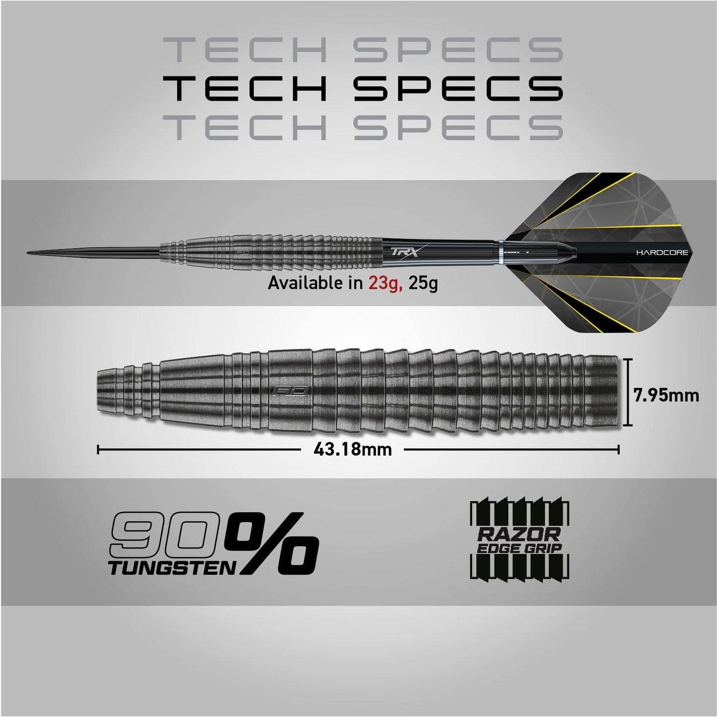RED DRAGON Darts – Seren Onyx Series - 90% Tungsten Professional Steel tip Darts Set with Dart Flights and Dart Shafts (Stems) - Available in Four Styles - Available in 21g, 22g, 23g, 24g & 25g