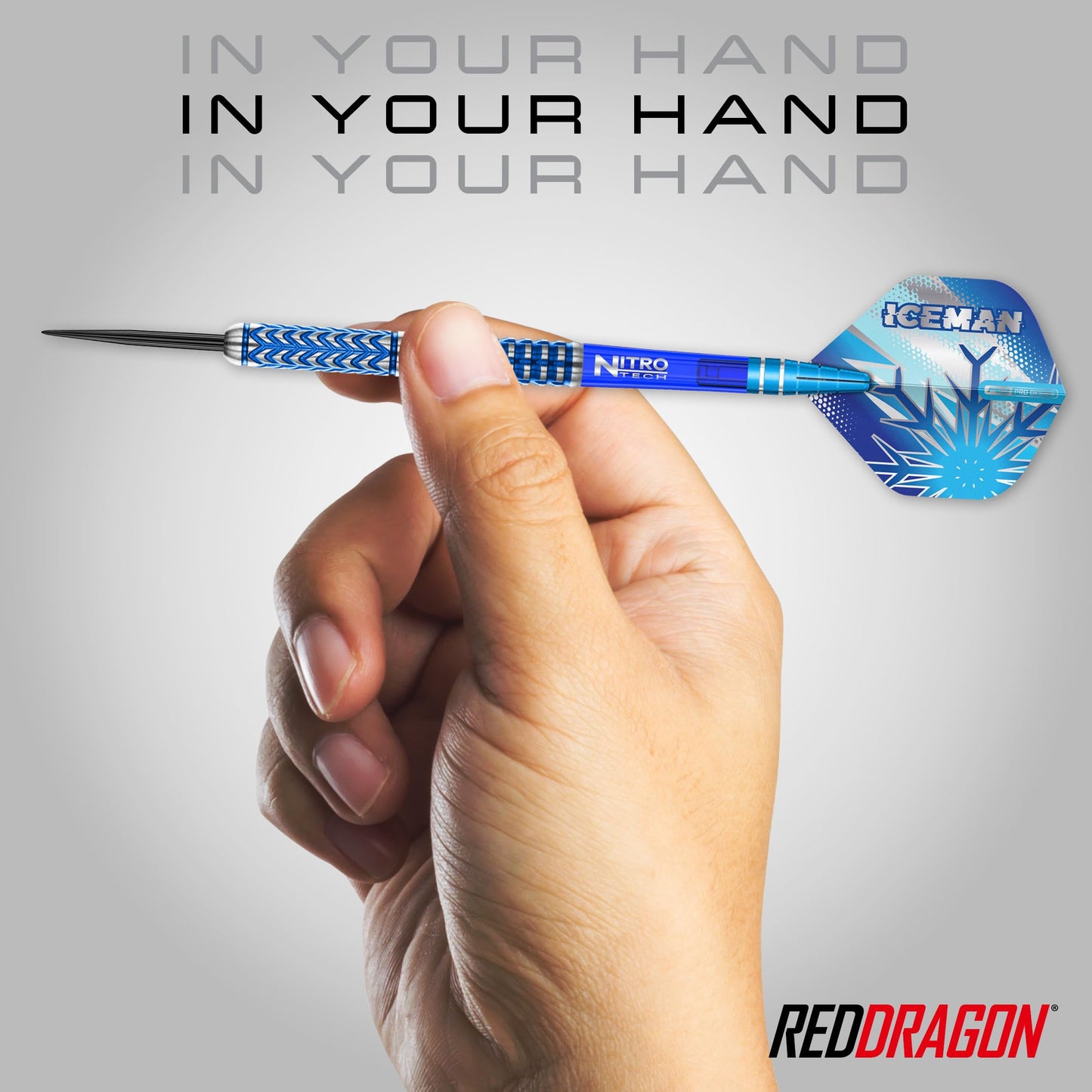 RED DRAGON Darts – Professional Player Gerwyn Price Iceman Glacier Series - 90% Tungsten Darts Set with Dart Flights and Dart Shafts (Stems) - Available in Soft Tip 18g and Steel Tip 22g, 24g & 26g