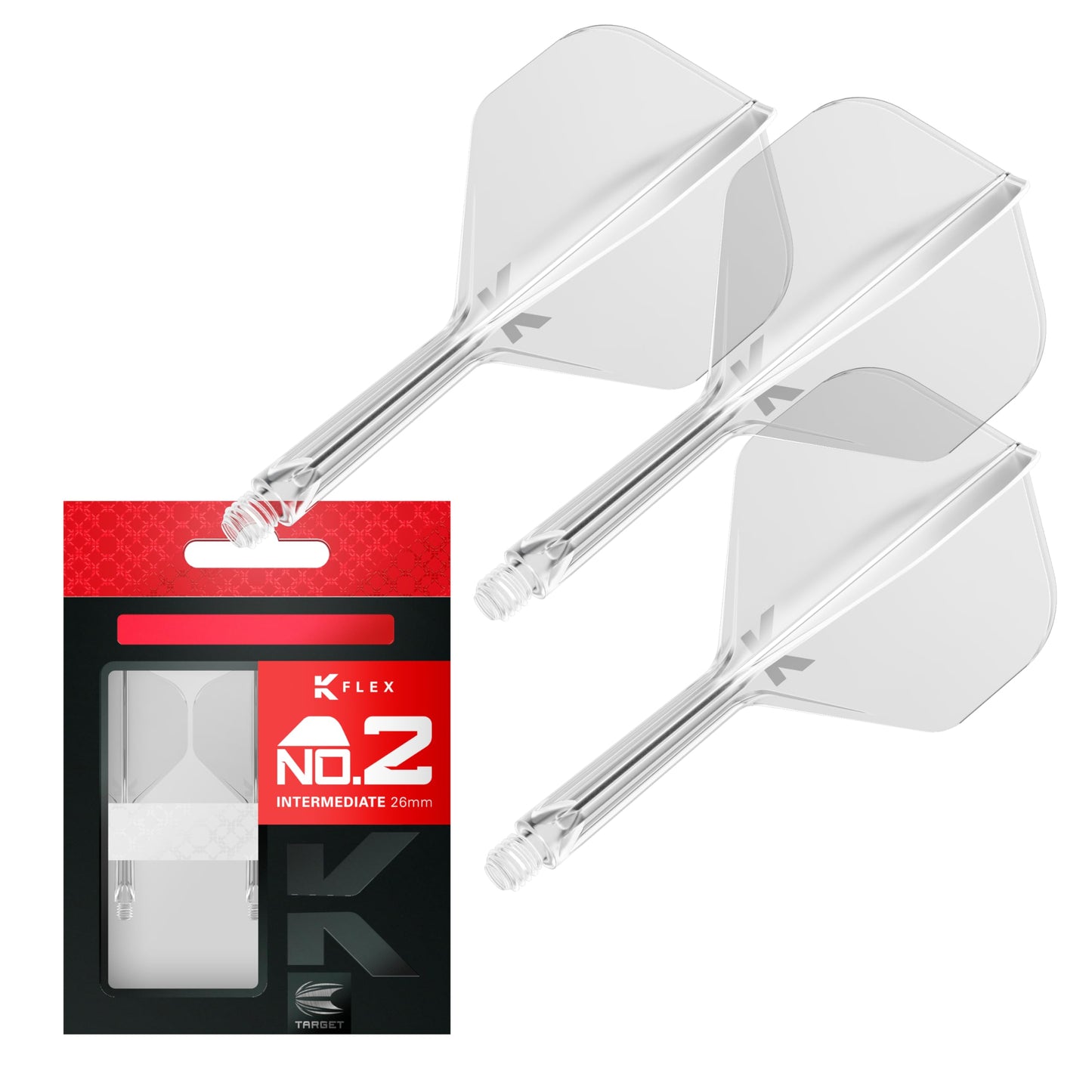 Target Darts K Flex Integrated Dart Flights And Shafts, No.2 | Pack Of 3 K-Flex - No2, Kflex All In One Moulded Dart Flight & Stem Lengths: Short, Intermediate & Medium | Professional Dart Accessories