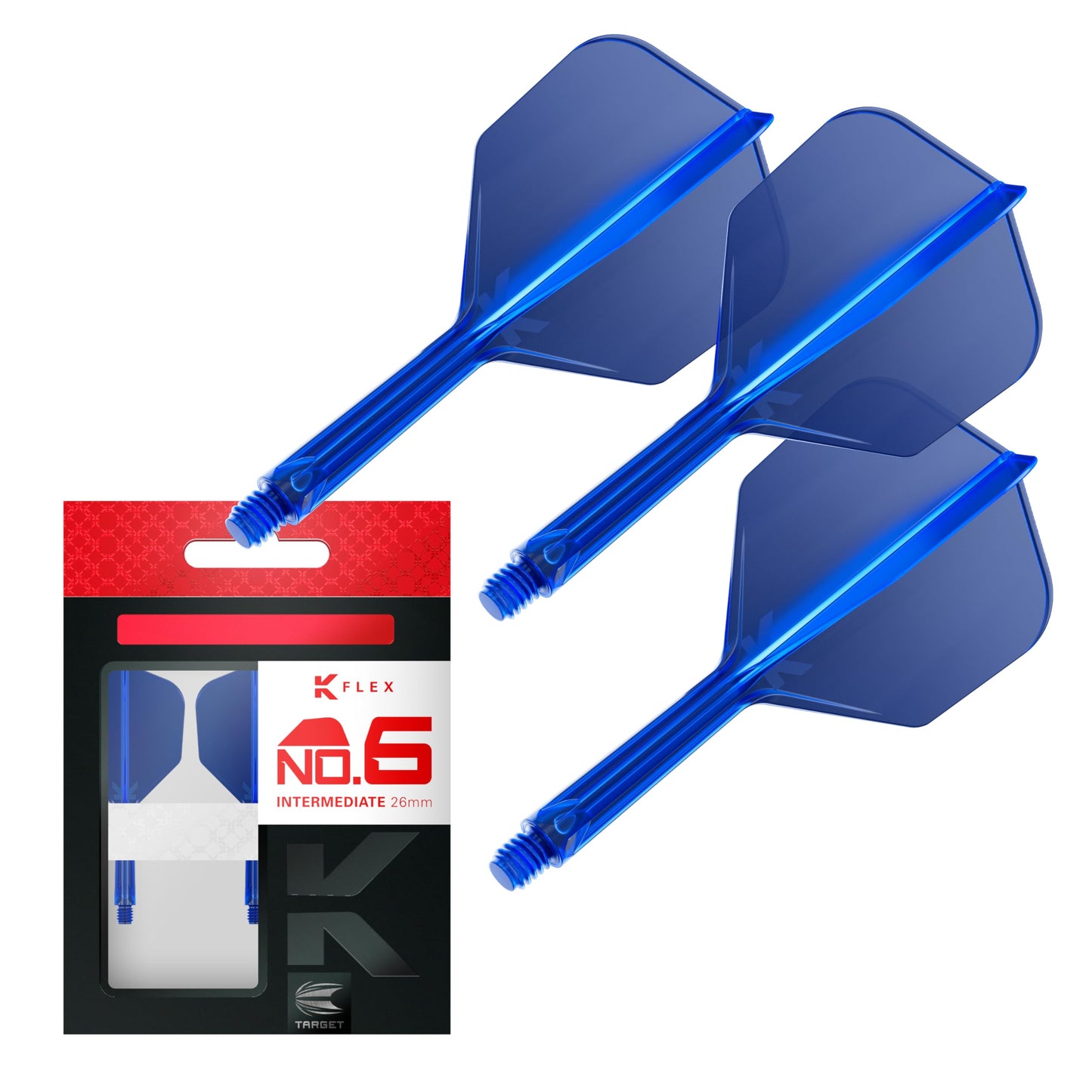 Target Darts K Flex Integrated Dart Flights And Shafts, No.6 | Pack Of 3 K-Flex - No6, Kflex All In One Moulded Dart Flight & Stem Lengths: Short, Intermediate & Medium | Professional Dart Accessories