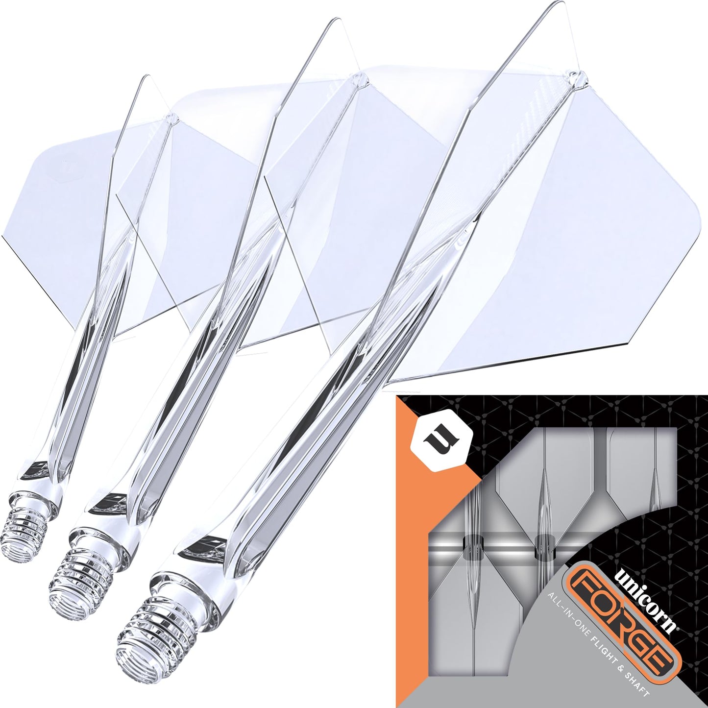 Unicorn Forge Integrated Dart Flights & Shafts | 1 Piece Construction for Perfect 90˚ Angle | Lightweight Tough Polymer | Standard Plus Shape & 2BA Thread | Medium Length Stem 26 mm |