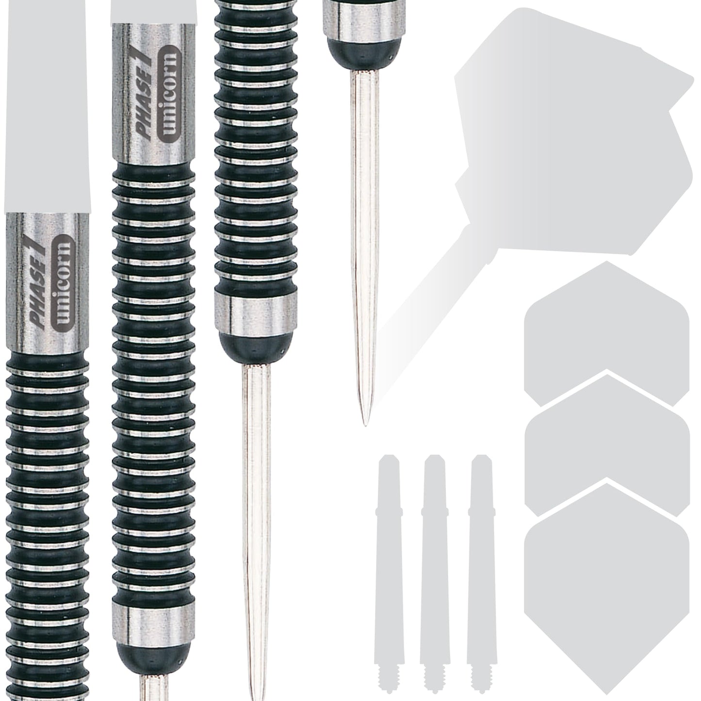 Unicorn Steel Tip Darts Barrels | Evolution Series Phase 1, 2, 3, 5 & 6 | Natural 90%, 95% & 97% Tungsten Barrels | 24g, 25g or 26g