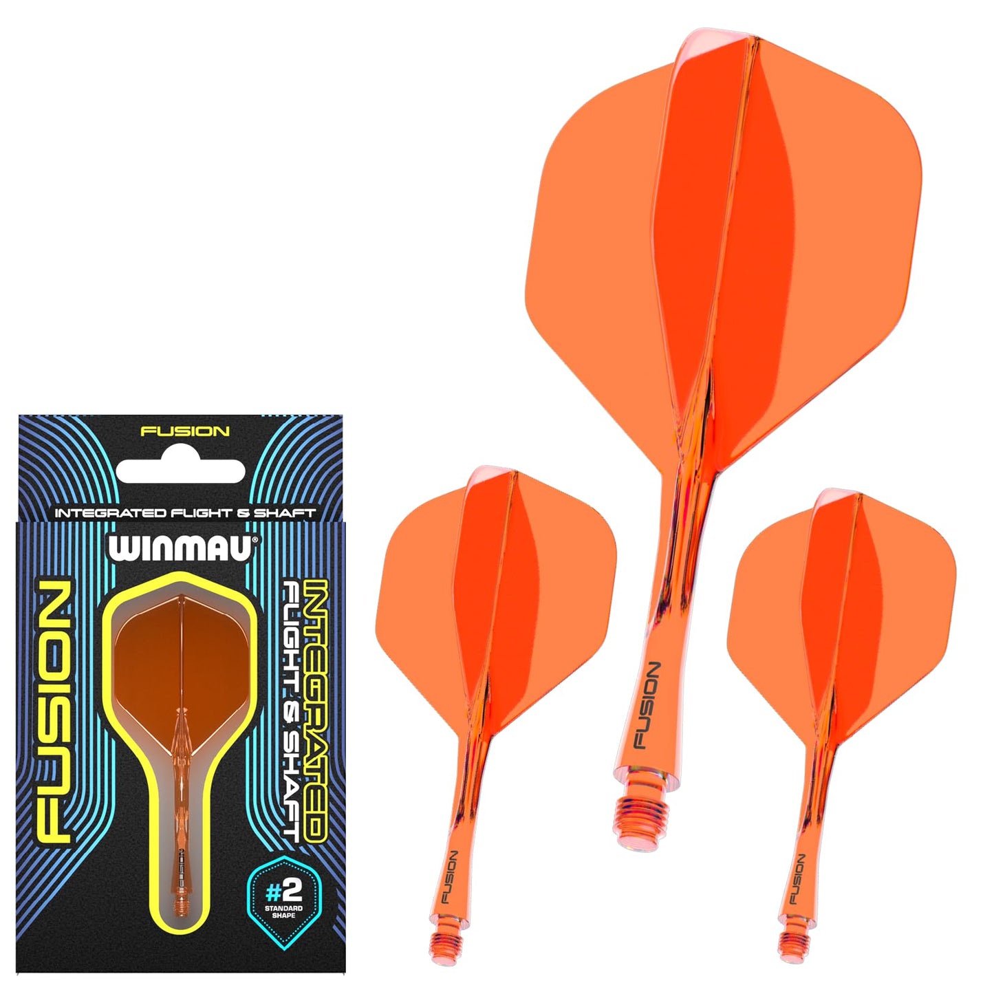 WINMAU Fusion Intergrated Dart Flight and Shaft System - 1 set per pack (3 flights and shafts in total)