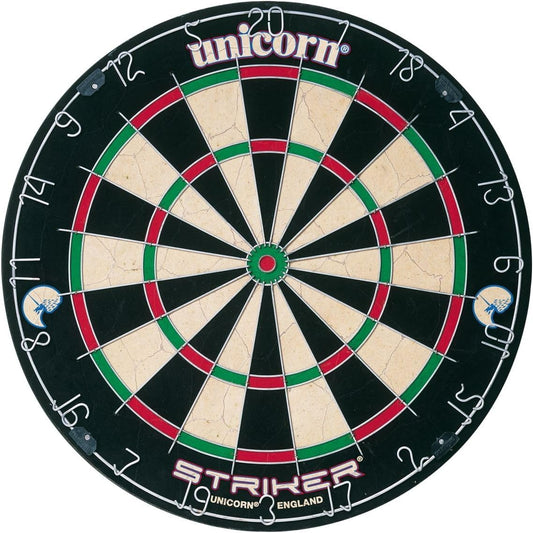 Unicorn Dartboard | Striker | Round Wire Number Ring | Championship Quality Sisal Bristle | Superslim Wire Fasteners, Black/White/Red/Green
