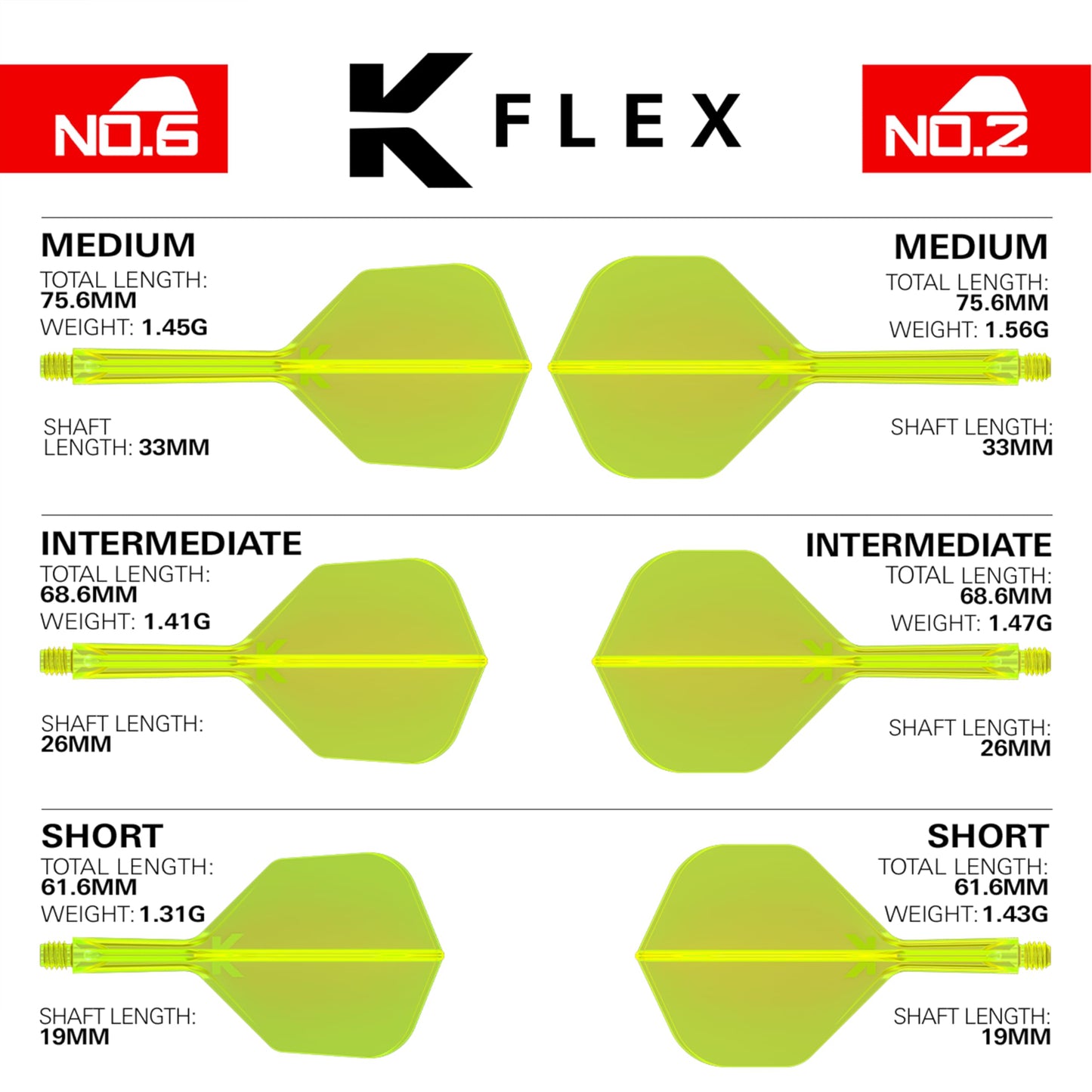 Target Darts K Flex Integrated Dart Flights And Shafts, No.2 | Pack Of 3 K-Flex - No2, Kflex All In One Moulded Dart Flight & Stem Lengths: Short, Intermediate & Medium | Professional Dart Accessories