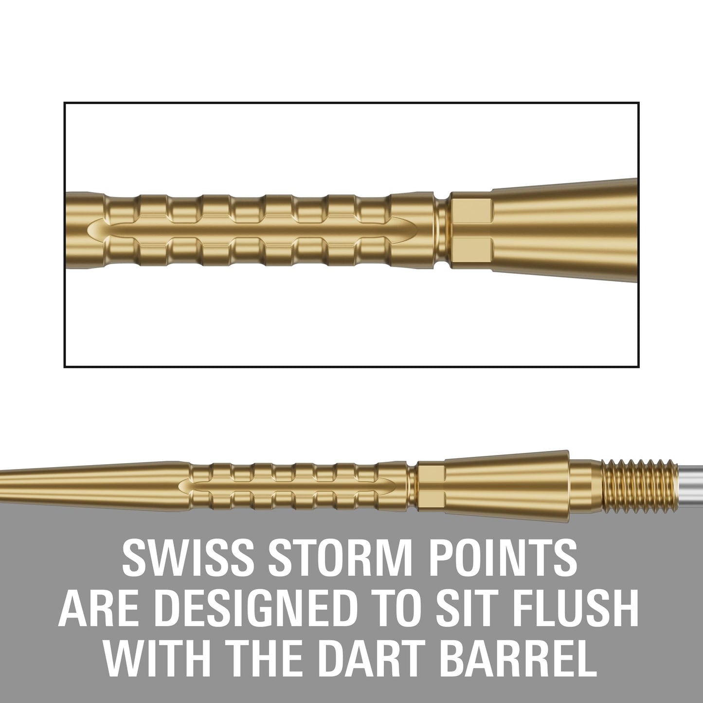 TARGET Darts Swiss Point Storm Dart Points, Surge (3 Pack Set of Tips) 26MM/30MM/35MM – Gold/Silver/Black | Change Dart Points, Swiss Storm Points, Professional Darts Accessories