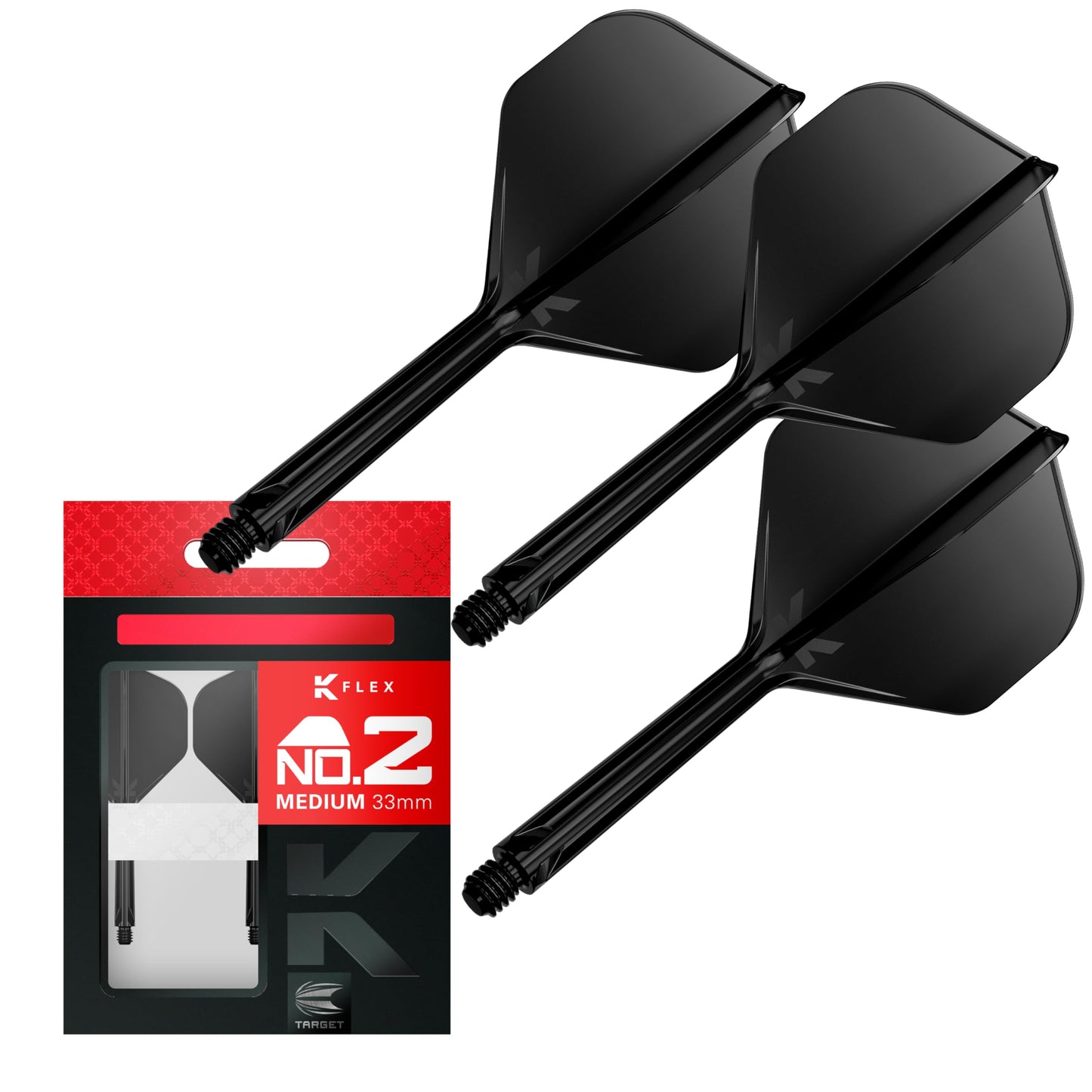 Target Darts K Flex Integrated Dart Flights And Shafts, No.2 | Pack Of 3 K-Flex - No2, Kflex All In One Moulded Dart Flight & Stem Lengths: Short, Intermediate & Medium | Professional Dart Accessories