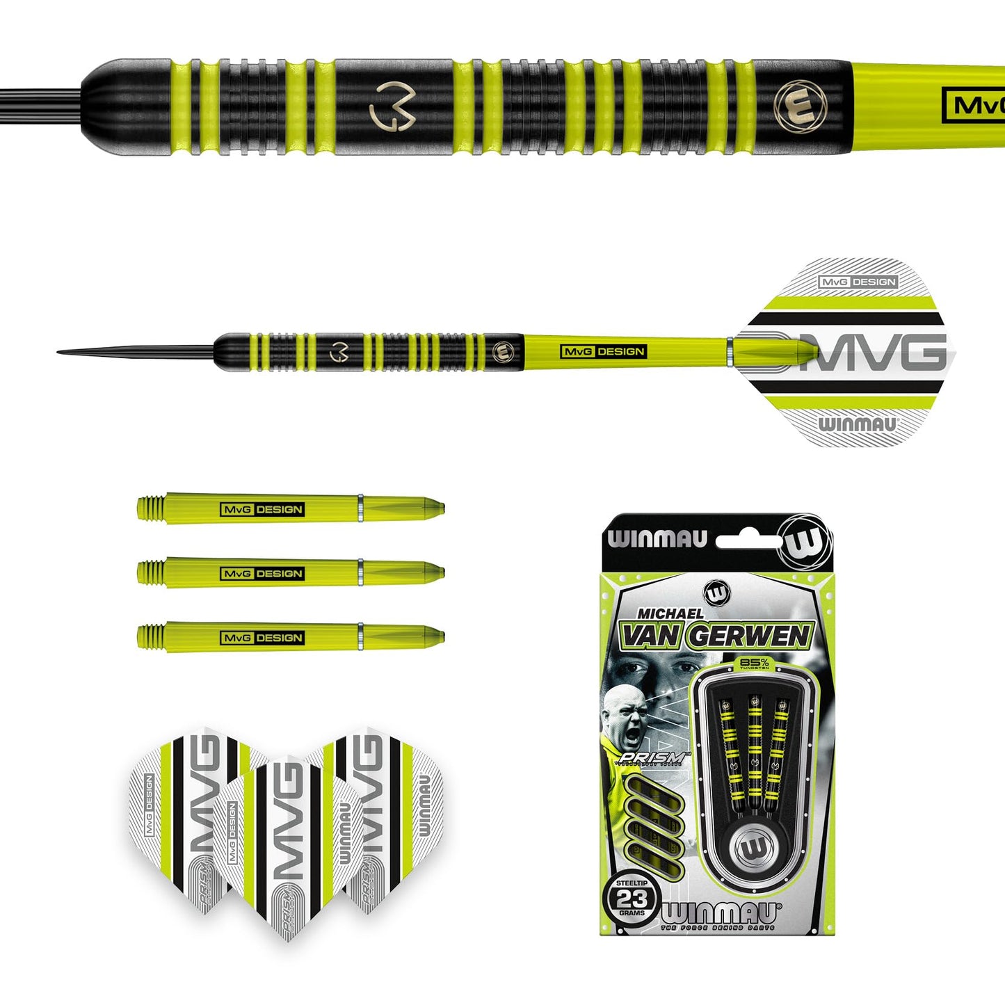 WINMAU Darts - 85% Pro Series Professional Dart Set with Dart Flights and Dart Shafts (Stems)