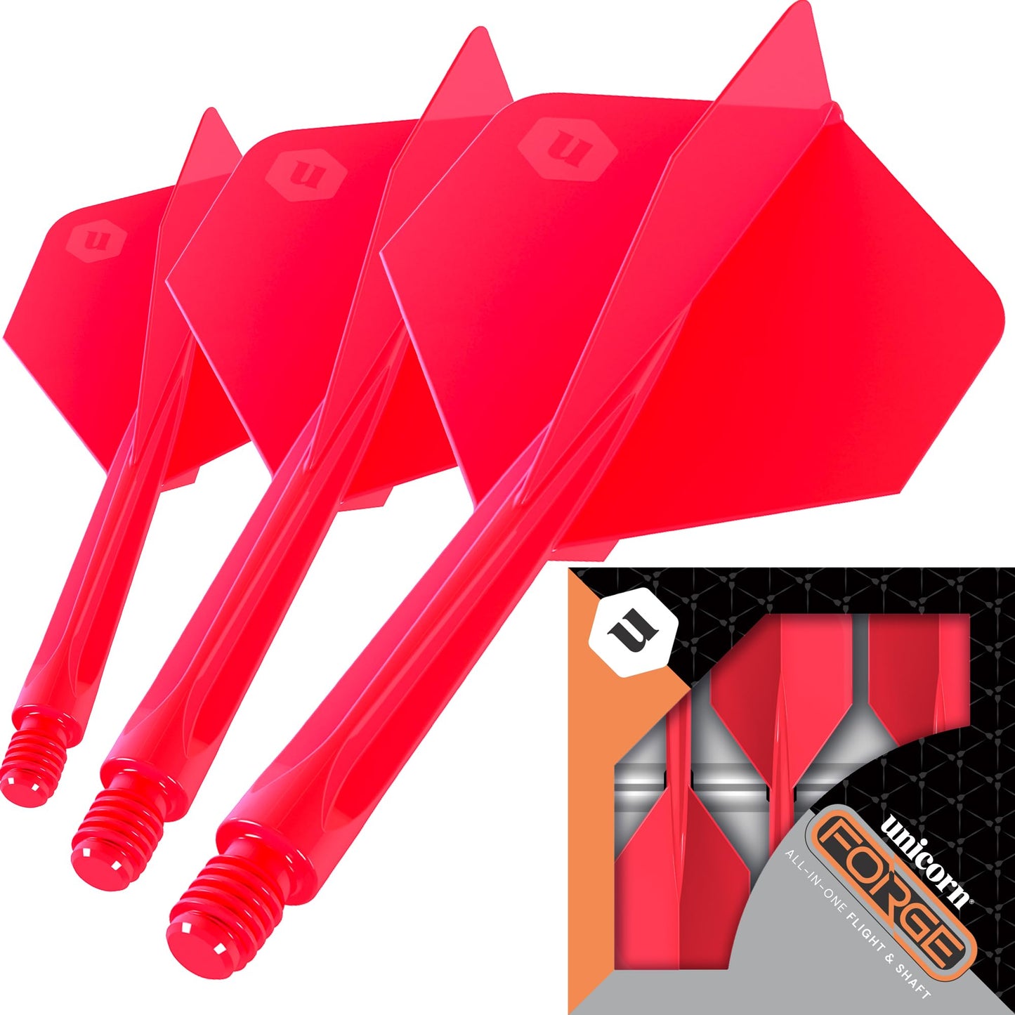 Unicorn Forge Integrated Dart Flights & Shafts | 1 Piece Construction for Perfect 90˚ Angle | Lightweight Tough Polymer | Standard Plus Shape & 2BA Thread | Medium Length Stem 26 mm |
