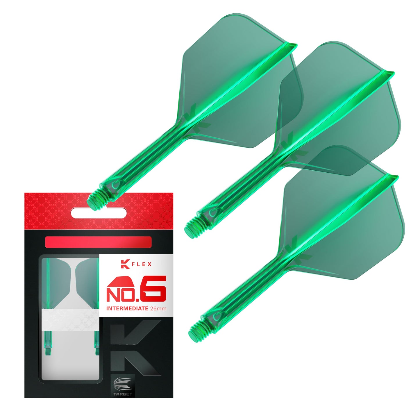 Target Darts K Flex Integrated Dart Flights And Shafts, No.6 | Pack Of 3 K-Flex - No6, Kflex All In One Moulded Dart Flight & Stem Lengths: Short, Intermediate & Medium | Professional Dart Accessories