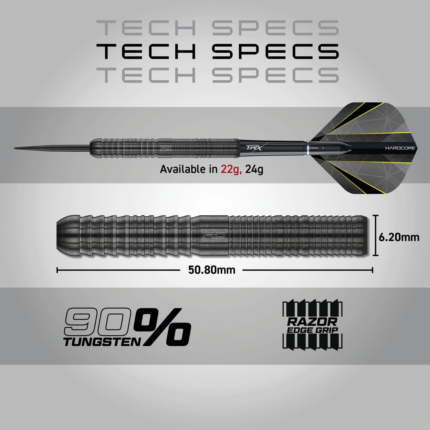 RED DRAGON Darts – Seren Onyx Series - 90% Tungsten Professional Steel tip Darts Set with Dart Flights and Dart Shafts (Stems) - Available in Four Styles - Available in 21g, 22g, 23g, 24g & 25g