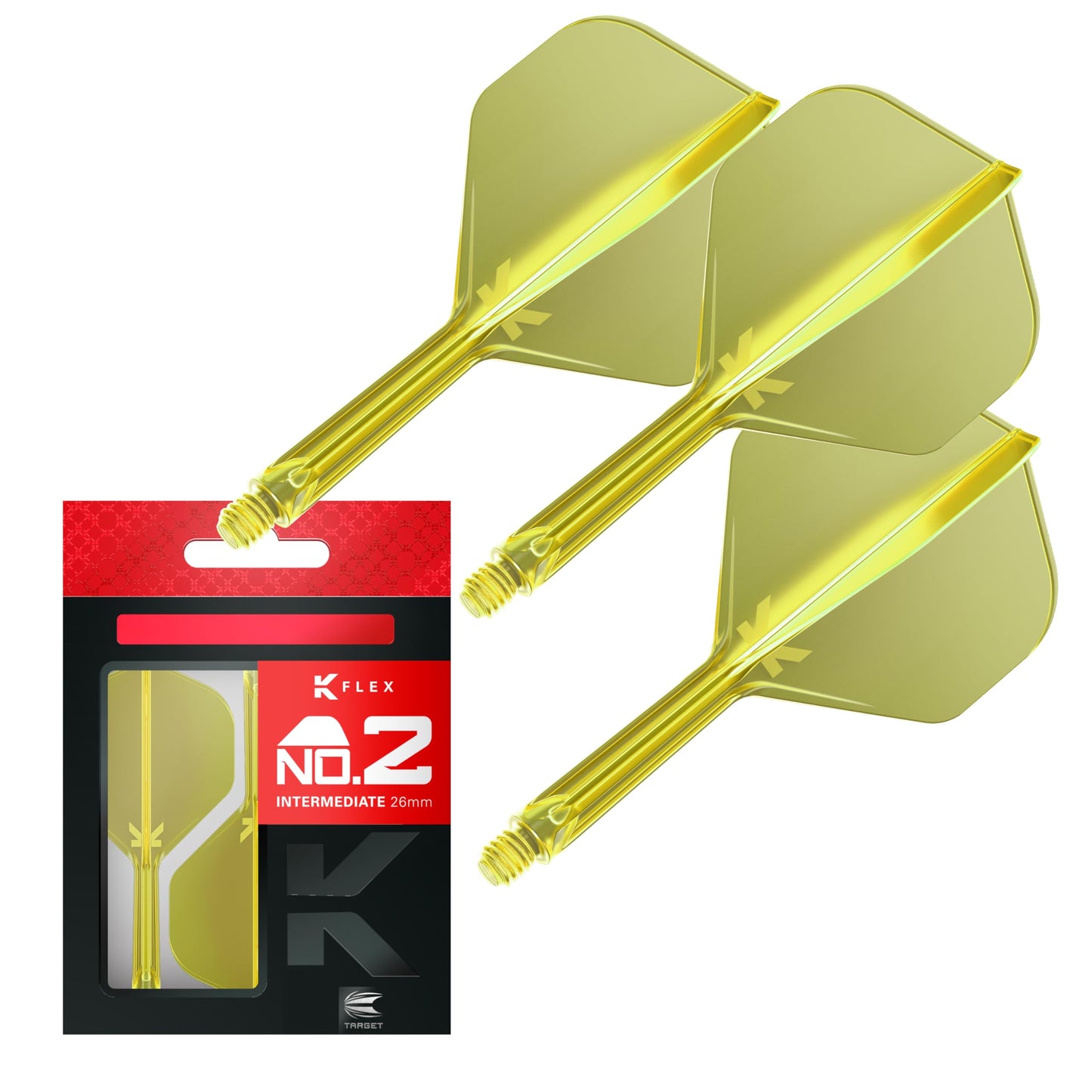Target Darts K Flex Integrated Dart Flights And Shafts, No.2 | Pack Of 3 K-Flex - No2, Kflex All In One Moulded Dart Flight & Stem Lengths: Short, Intermediate & Medium | Professional Dart Accessories