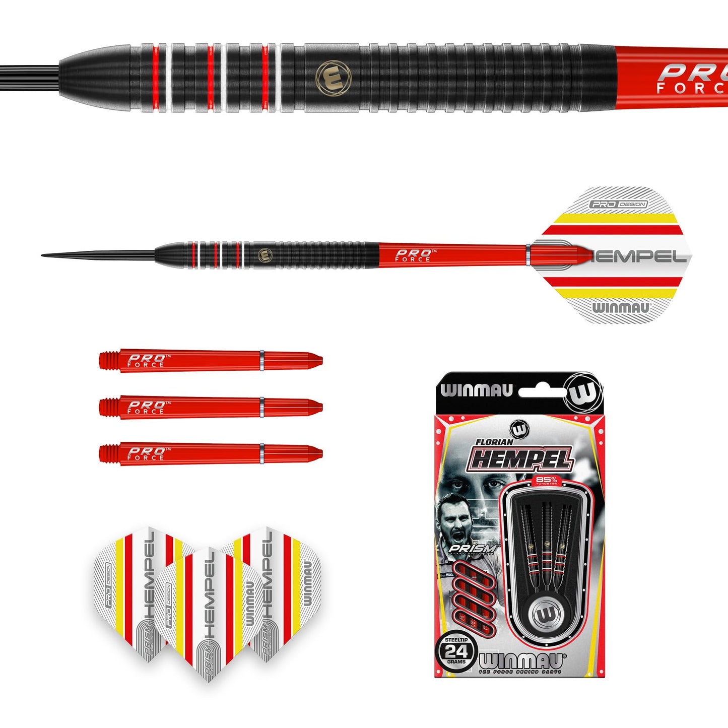 WINMAU Darts - 85% Pro Series Professional Dart Set with Dart Flights and Dart Shafts (Stems)