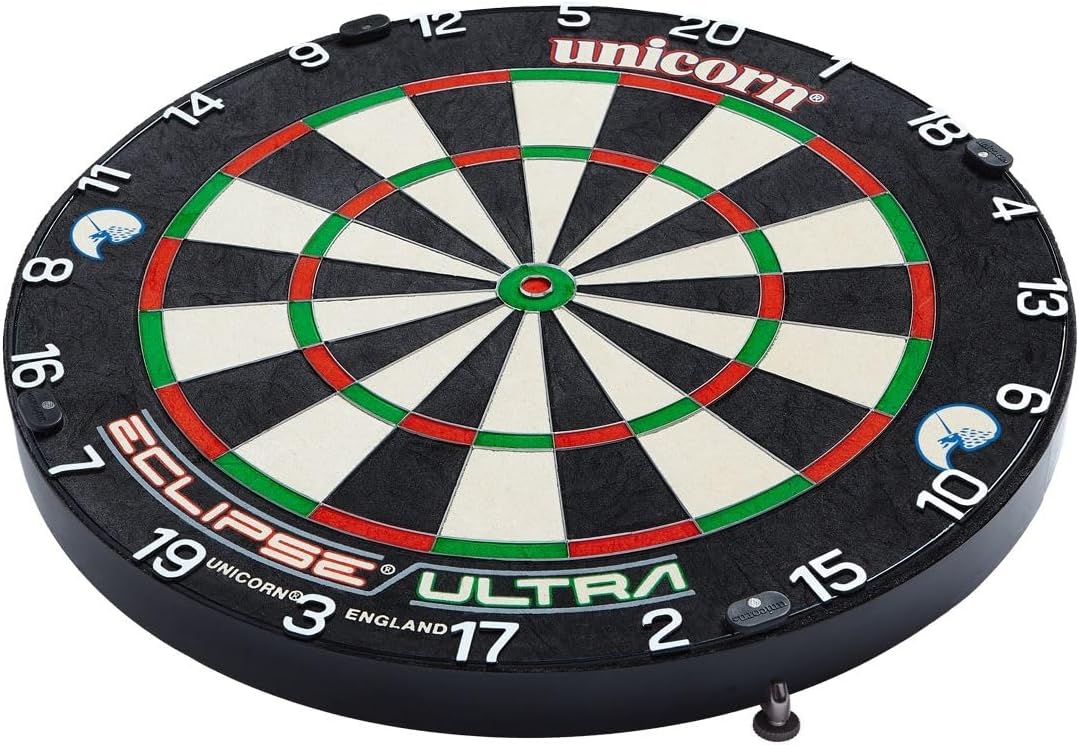UNICORN Dartboard | Eclipse Ultra | Ultra-Visible White Number Ring | Championship Quality Sisal Bristle | Staple-Free Construction