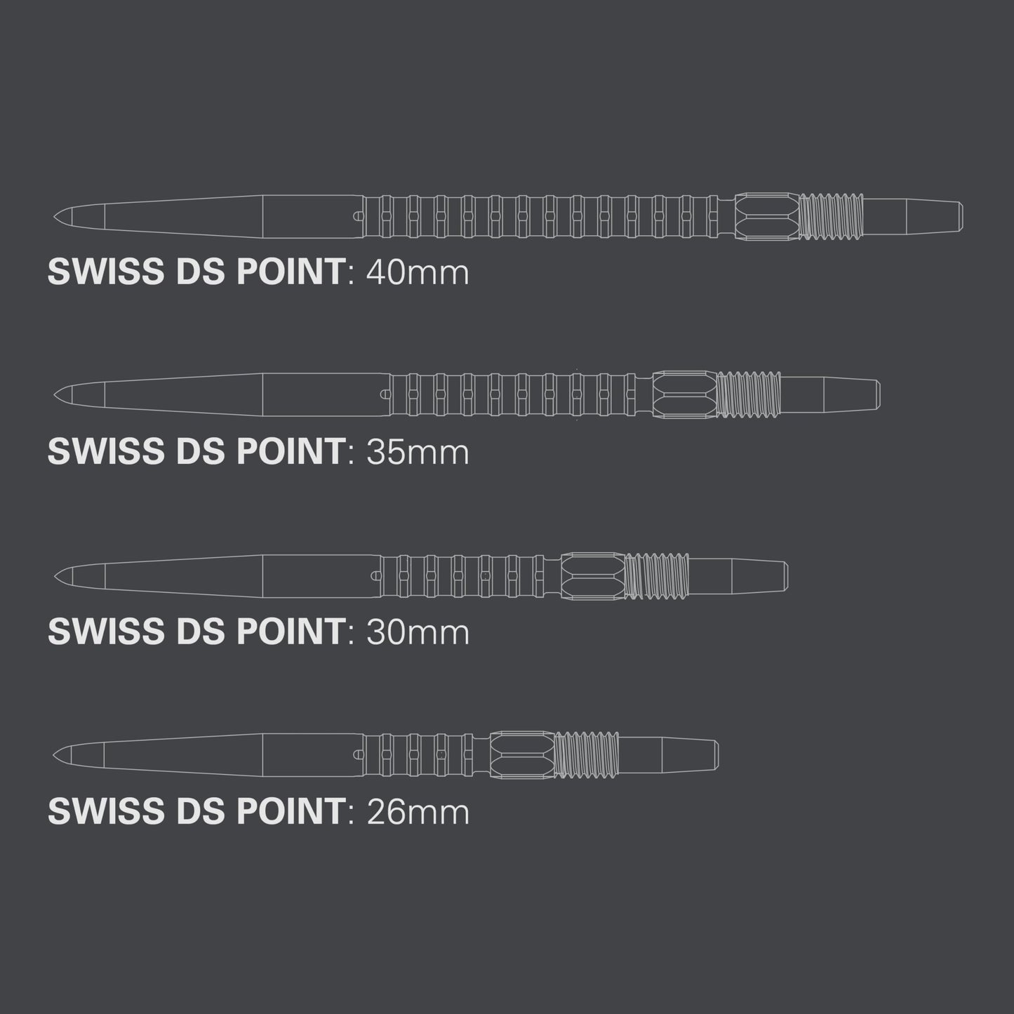 Target Darts Swiss Point DS Dart Points (3 Pack Set of Tips) – 26mm/30mm/35mm/40mm – Gold/Silver/Black SP – Change Dart Swiss Point, Professional Darts Accessories, Dart Tip Removal