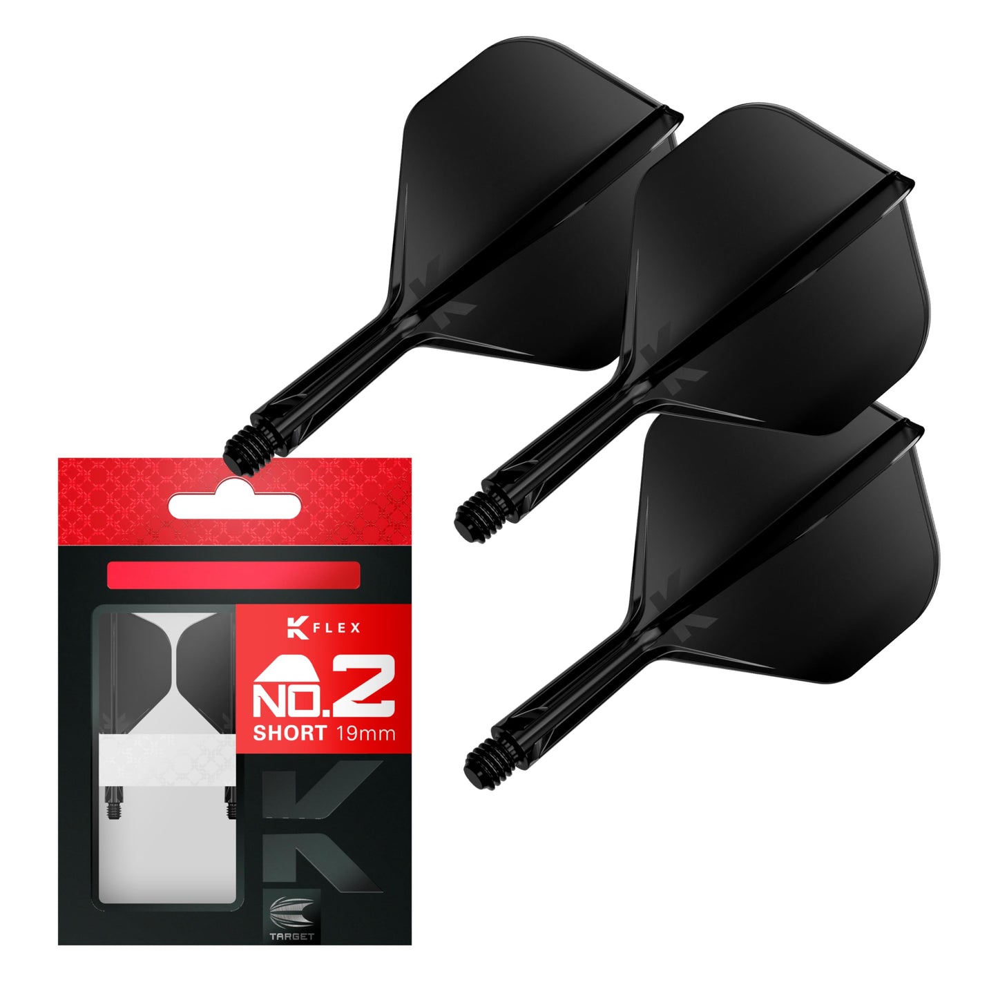 Target Darts K Flex Integrated Dart Flights And Shafts, No.2 | Pack Of 3 K-Flex - No2, Kflex All In One Moulded Dart Flight & Stem Lengths: Short, Intermediate & Medium | Professional Dart Accessories