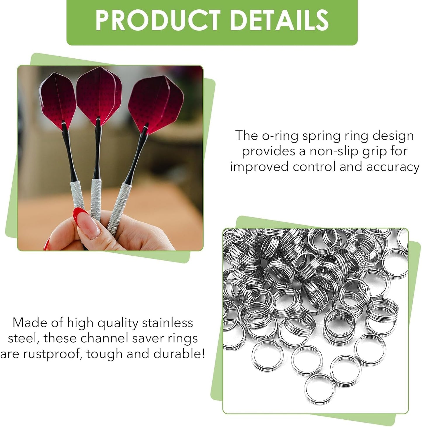 100 PCS Stainless Steel Dart Shaft Rings O-Ring Spring Ring for Nylon Shafts Accessories, Non-Slip Dart Flight Protector, 4.15 MM Dart Shaft Rings for Plastic & Nylon Shafts