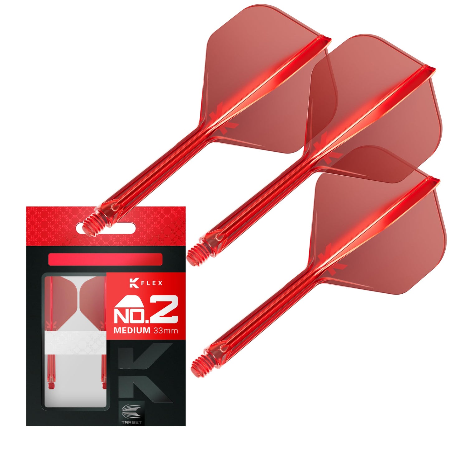Target Darts K Flex Integrated Dart Flights And Shafts, No.2 | Pack Of 3 K-Flex - No2, Kflex All In One Moulded Dart Flight & Stem Lengths: Short, Intermediate & Medium | Professional Dart Accessories