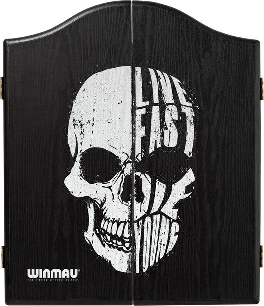 WINMAU Skull Design Deluxe Dartboard Cabinet - Perfect for Home or Bar Use!