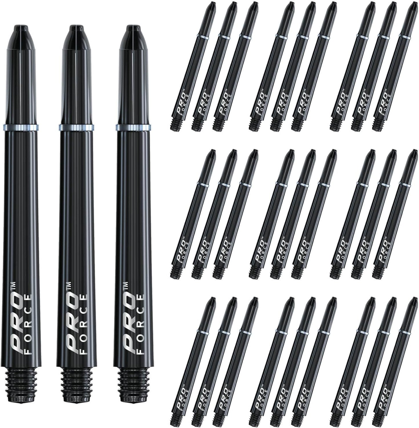 Pro-Force Black Medium Nylon Ring Grip Dart Stems (Shafts) - 10 sets per pack (30 dart stems in total)