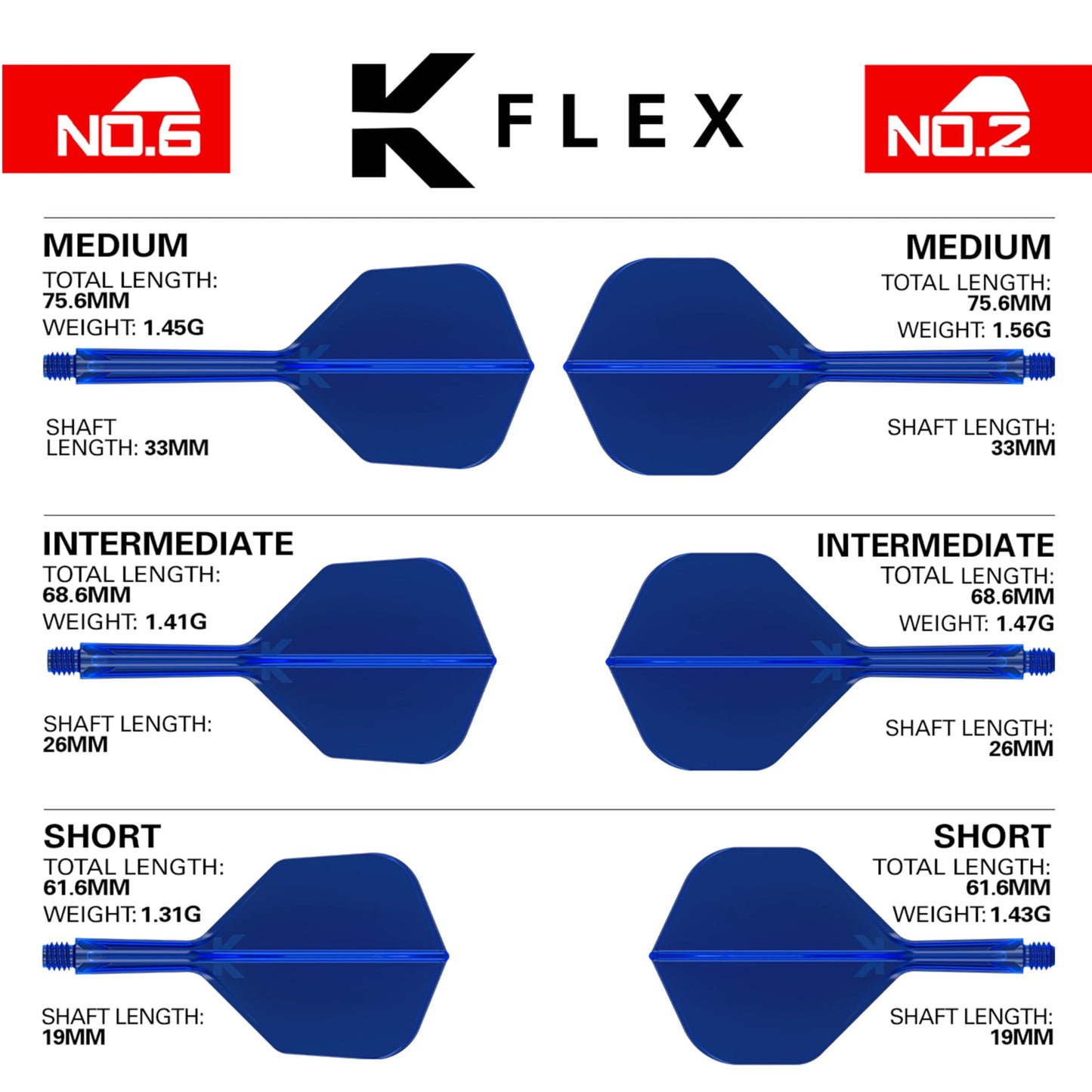 Target Darts K Flex Integrated Dart Flights And Shafts, No.2 | Pack Of 3 K-Flex - No2, Kflex All In One Moulded Dart Flight & Stem Lengths: Short, Intermediate & Medium | Professional Dart Accessories