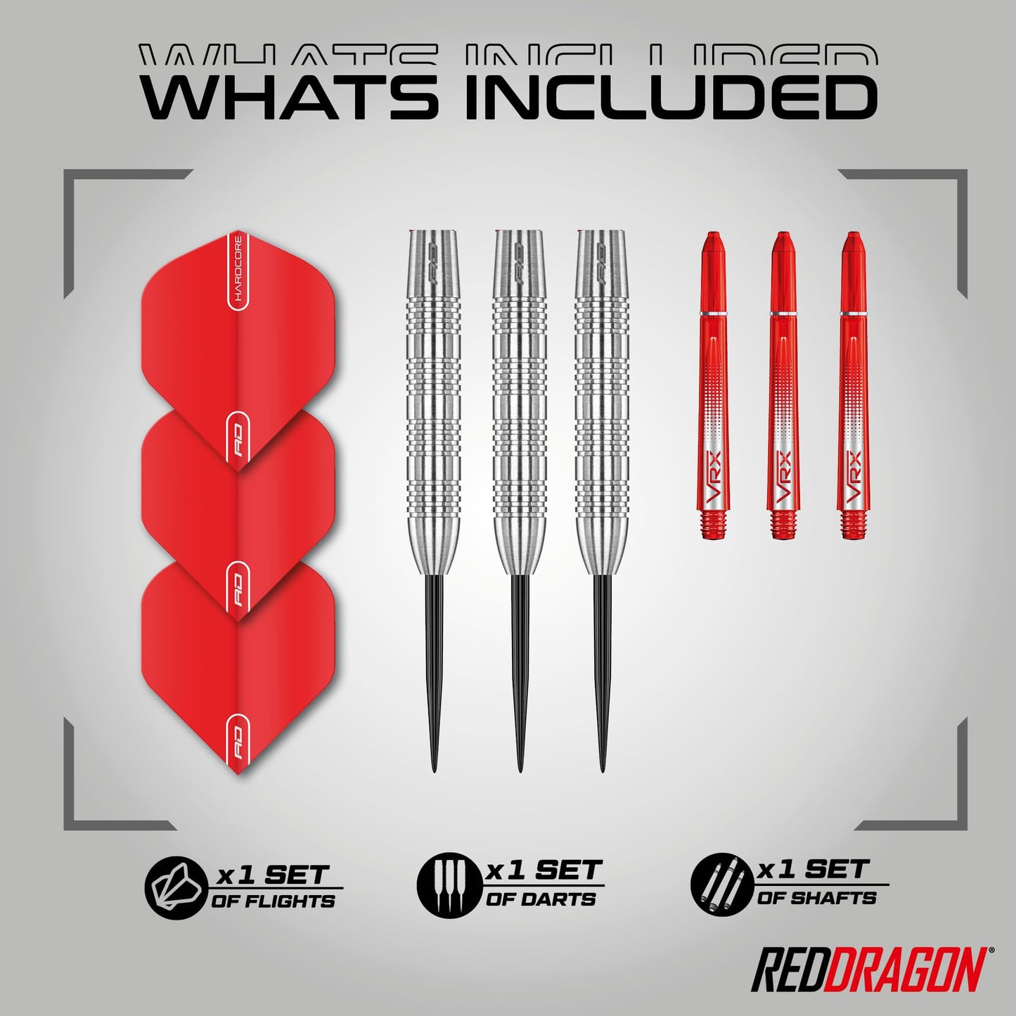 RED DRAGON Hell Fire 22g, 24g or 26g Tungsten Darts Set with Flights and Stems