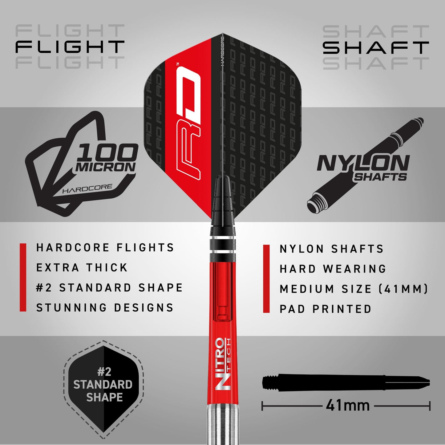 RED DRAGON Javelin Black 20g, 22g, 24g and 26g Tungsten Darts Set with Dart Flights and Dart Shafts (Stems)