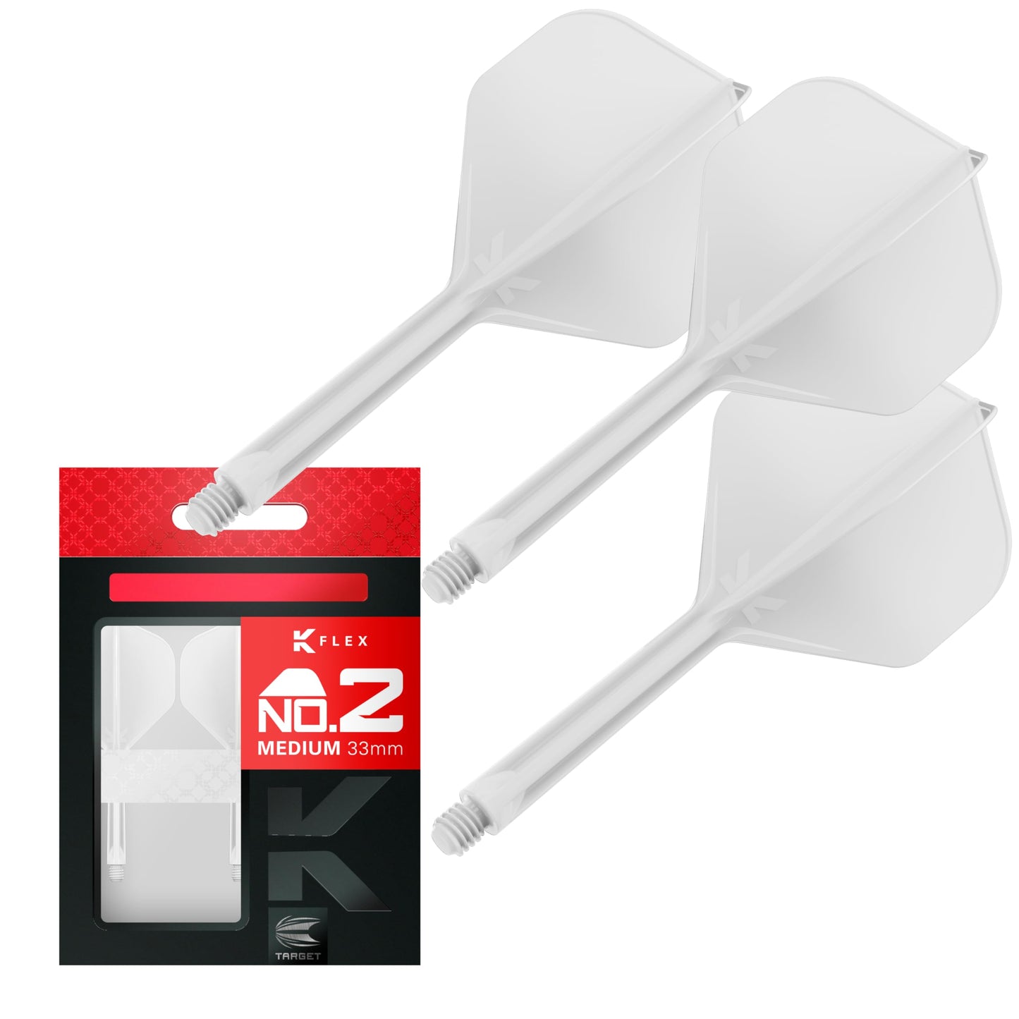 Target Darts K Flex Integrated Dart Flights And Shafts, No.2 | Pack Of 3 K-Flex - No2, Kflex All In One Moulded Dart Flight & Stem Lengths: Short, Intermediate & Medium | Professional Dart Accessories