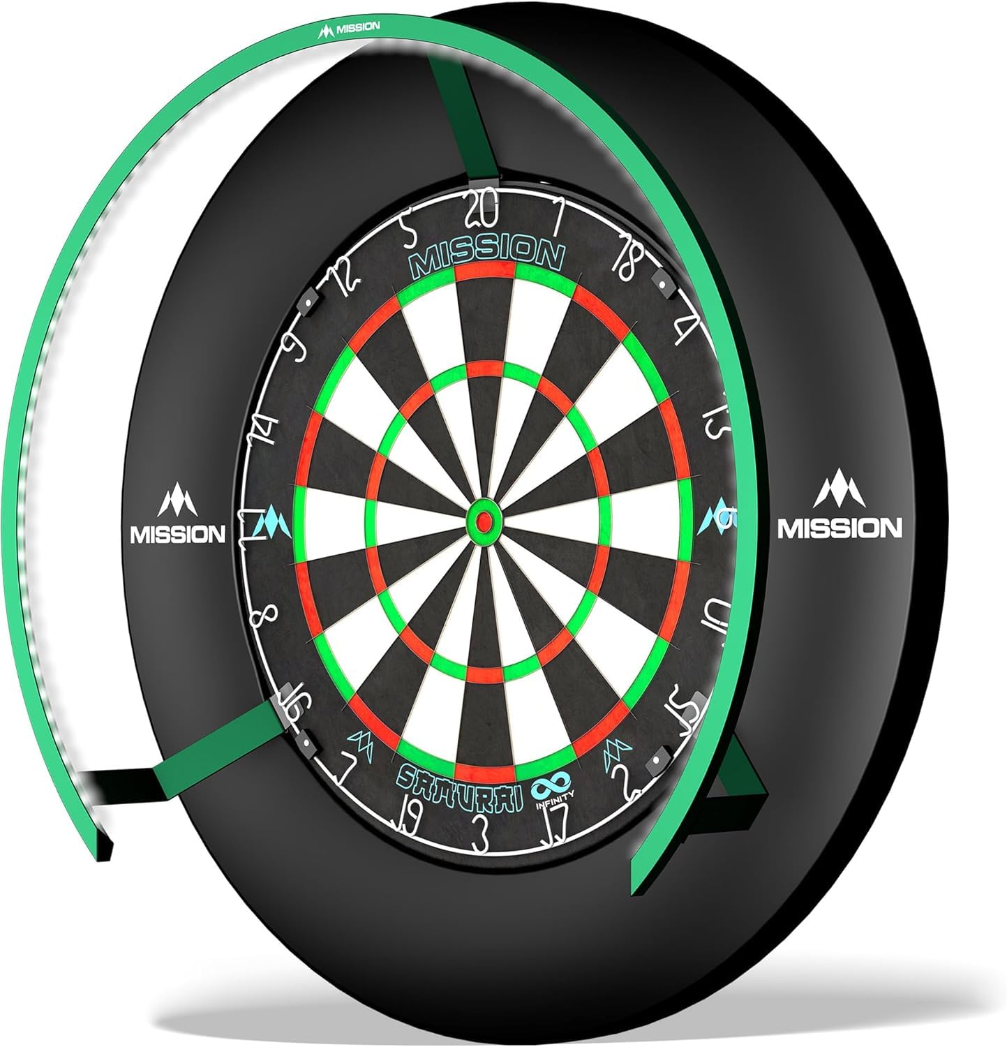 Mission Darts Torus 270 | Dart Board LED Lighting System with Easy Access to Dartboard Area for Unrestricted Play, Sand Blasted Black, Red, Blue, Green, Purple, Bronze and Silver Colours