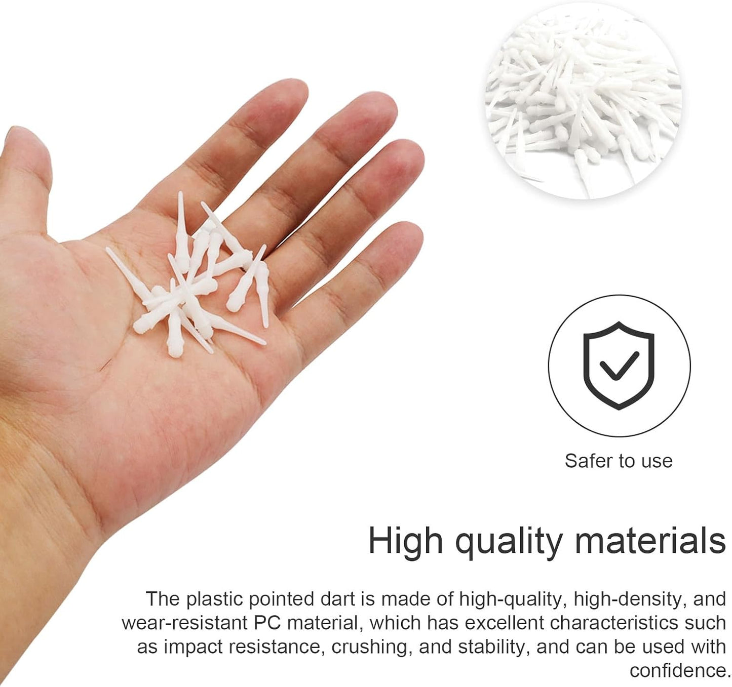 200 Soft Dart Tips - 2BA Thread Compatible, High-Impact White Plastic Dart Points for Electronic Dartboards