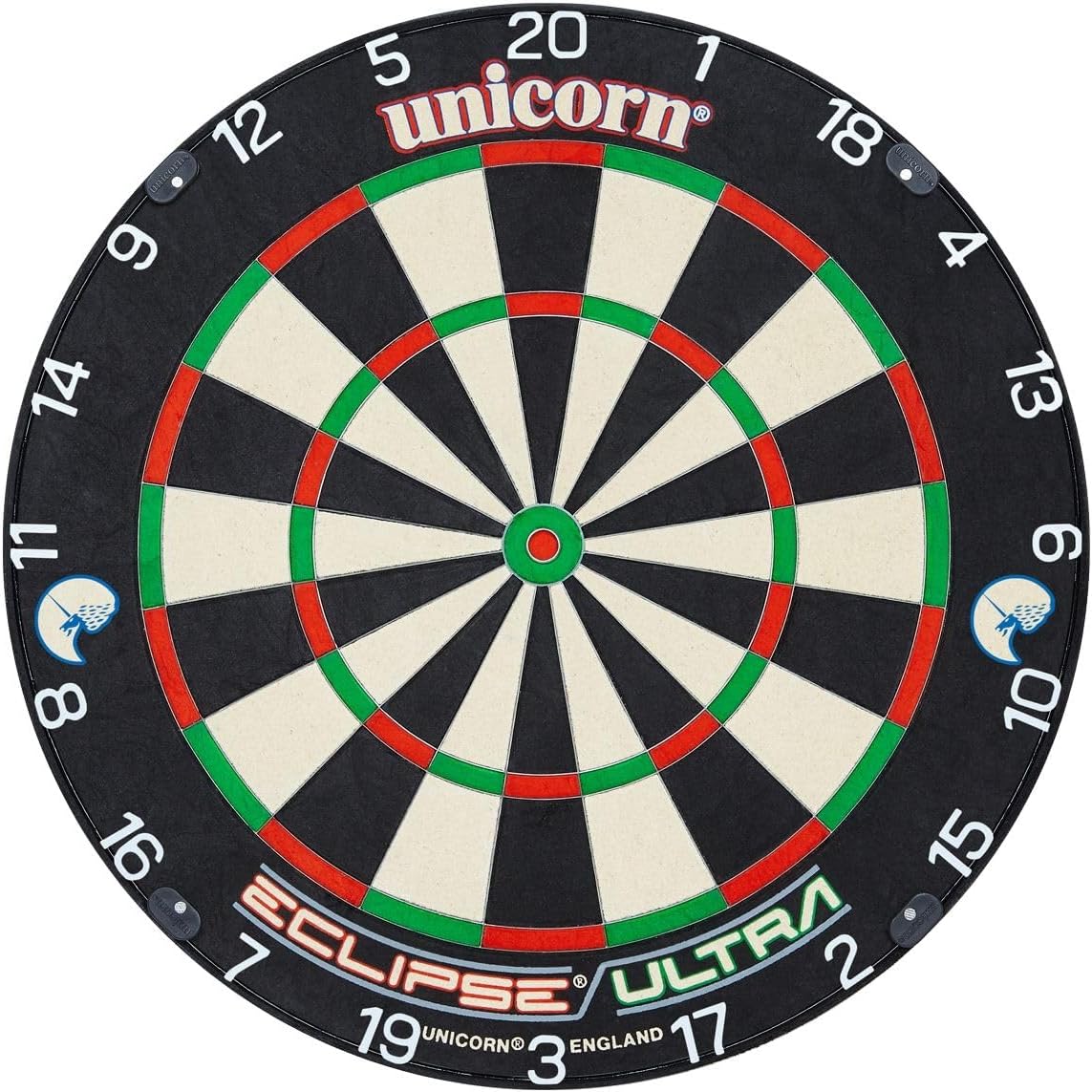 UNICORN Dartboard | Eclipse Ultra | Ultra-Visible White Number Ring | Championship Quality Sisal Bristle | Staple-Free Construction