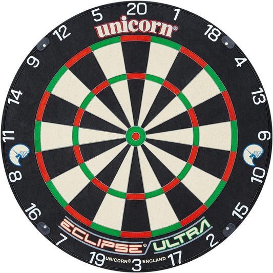 UNICORN Dartboard | Eclipse Ultra | Ultra-Visible White Number Ring | Championship Quality Sisal Bristle | Staple-Free Construction